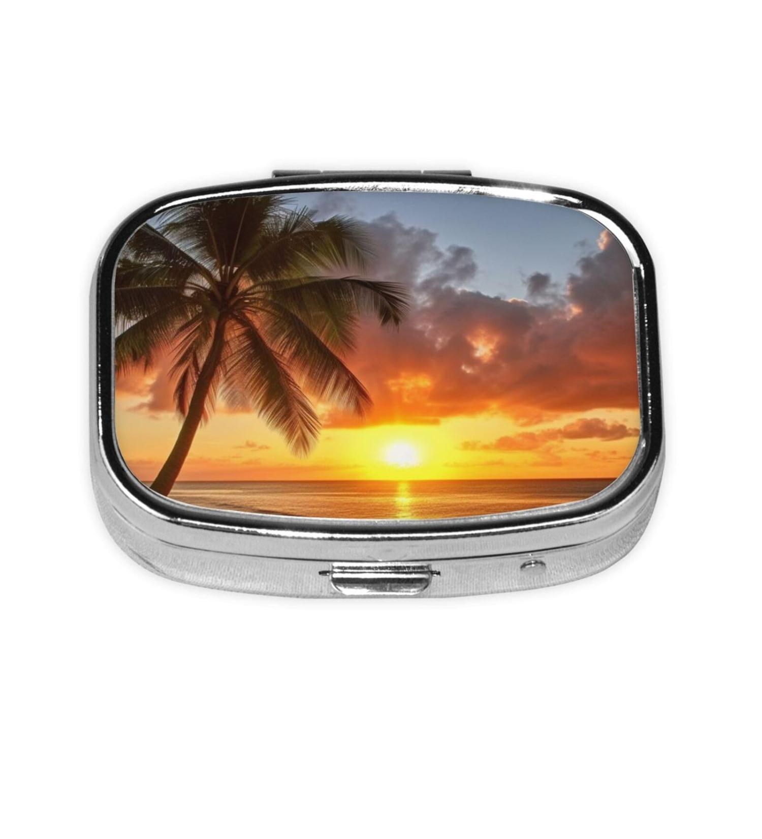 Sunset Hawaiian Palm Tree Pill Box | Portable Travel Medicine Organizer - Buy Online on GoSupps.com