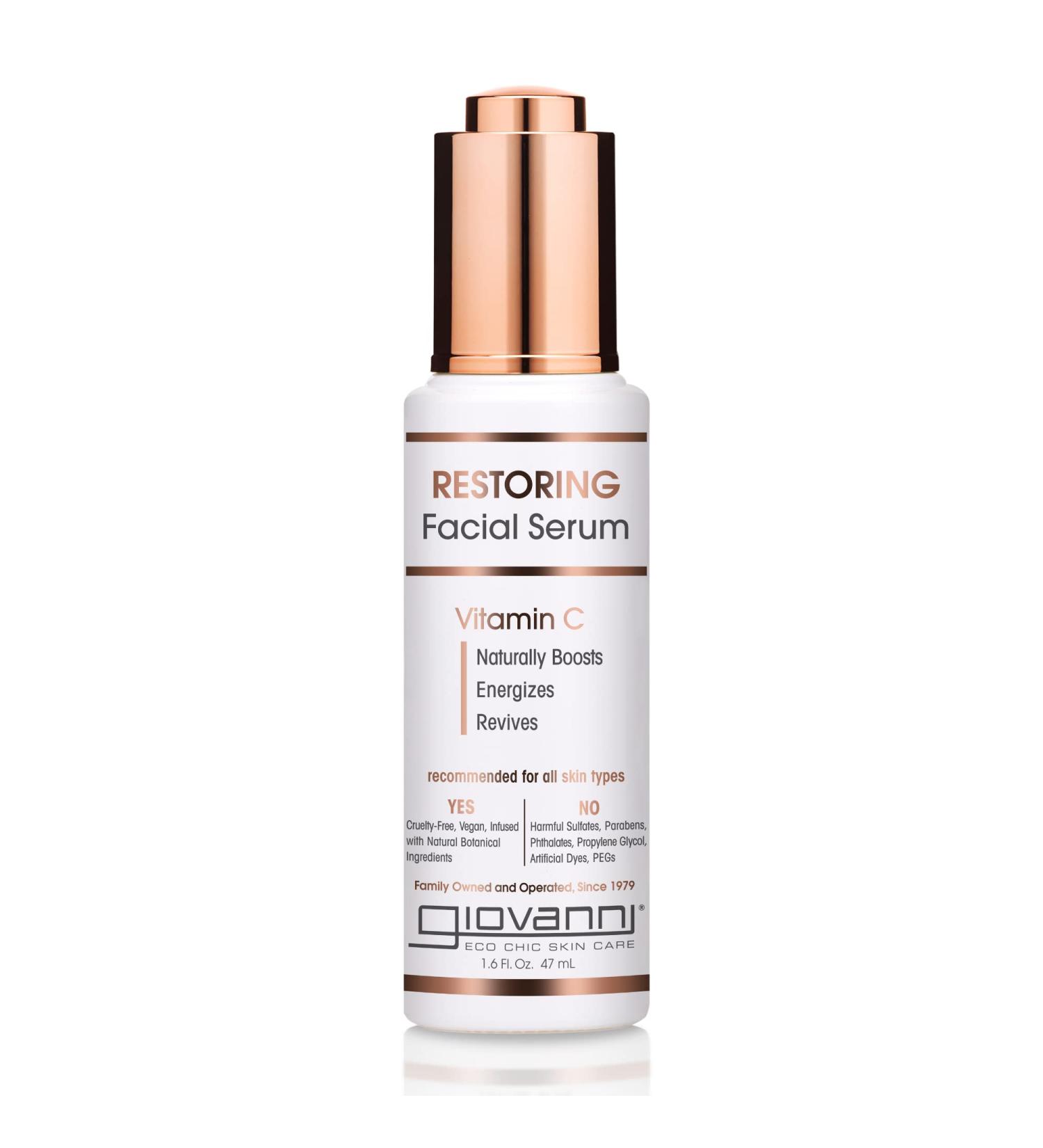 Giovanni Restoring Facial Serum with Vitamin C - 1.6 fl oz | Anti-Aging Skincare - Buy Online on GoSupps.com
