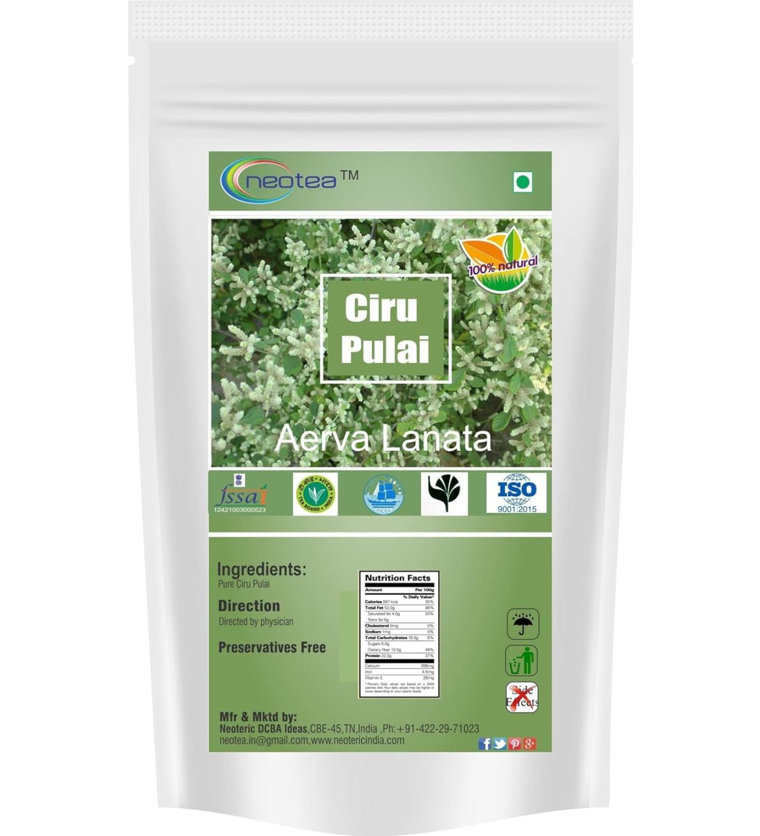 Aerva Lanata Mountain Knot Grass Ciru Pulai Gorakhbuti Cherula Pindidonda Bili Himdi Powder 300 GM - Buy Online on GoSupps.com