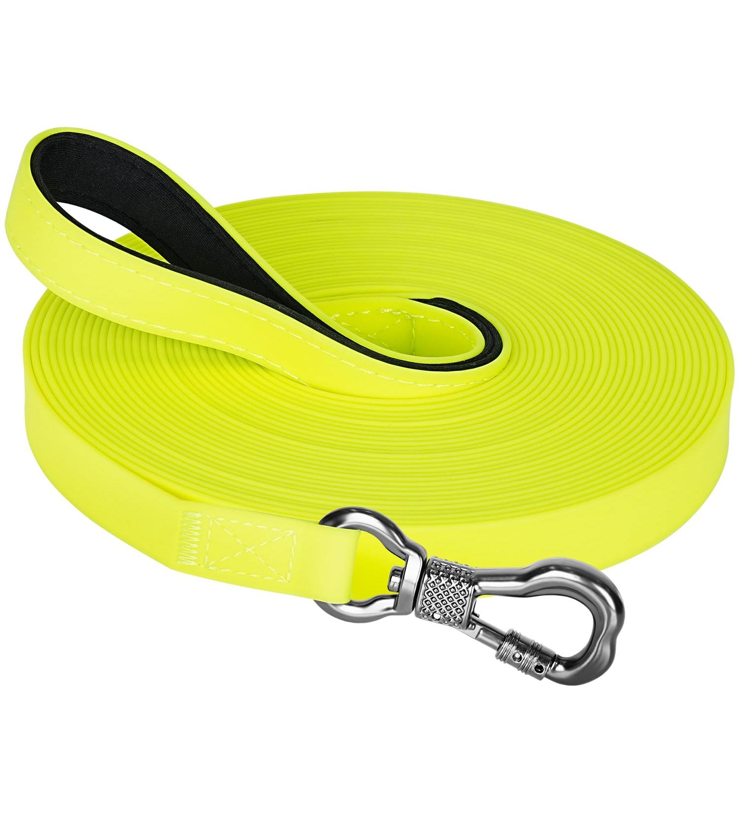 X XBen Waterproof Dog Tow Lines - 3m to 30m Rubberized Training Leashes with Lockable Carabiner | Neon Yellow for Small to Medium Dogs - Buy Online on GoSupps.com