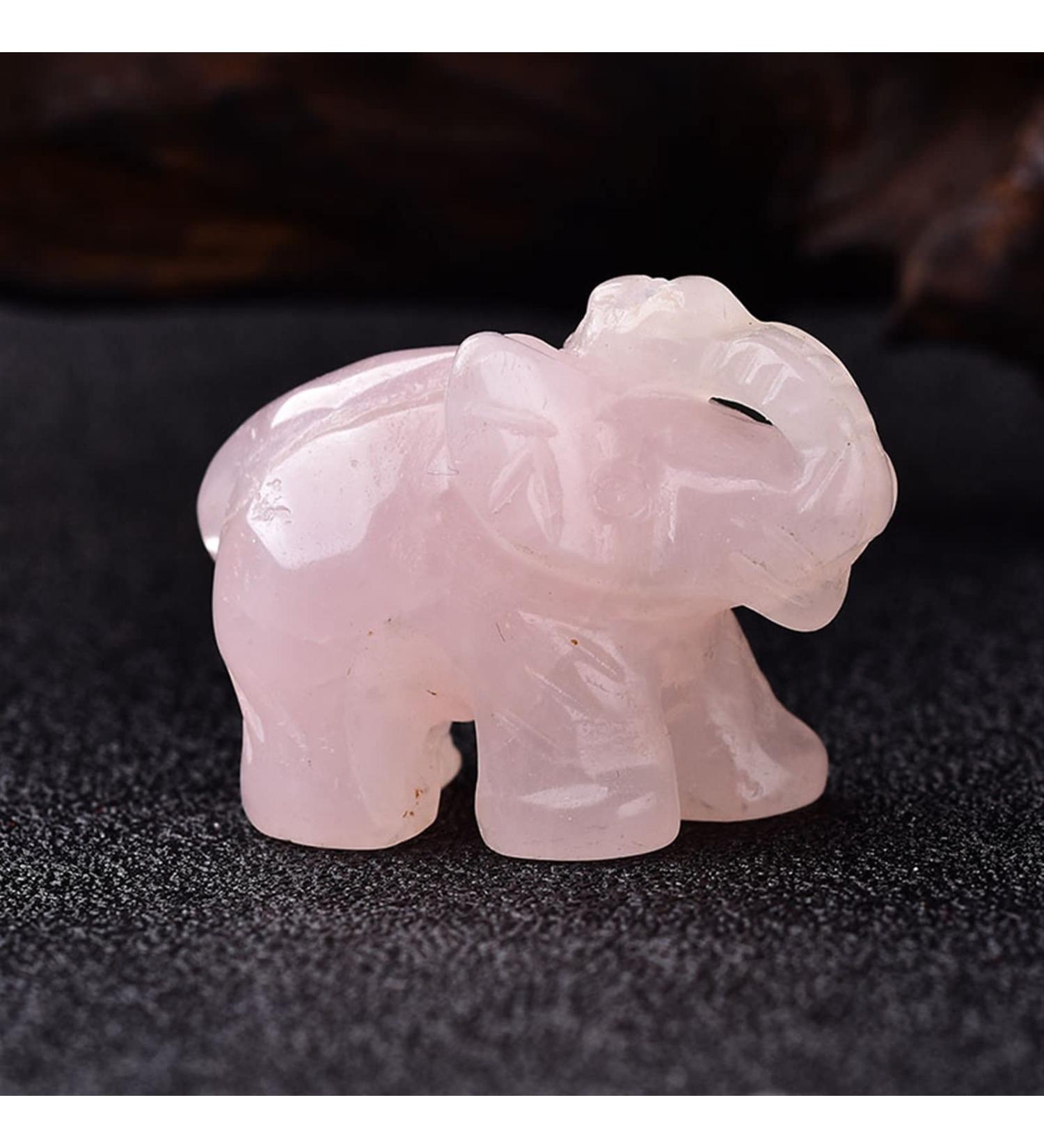 Handmade Carved Tangling Jade Elephant Gemstone Natural Crystal Figurine Good Luck Ornaments FZUGEDRLI (Color : Pink Crystal) - Buy Online on GoSupps.com
