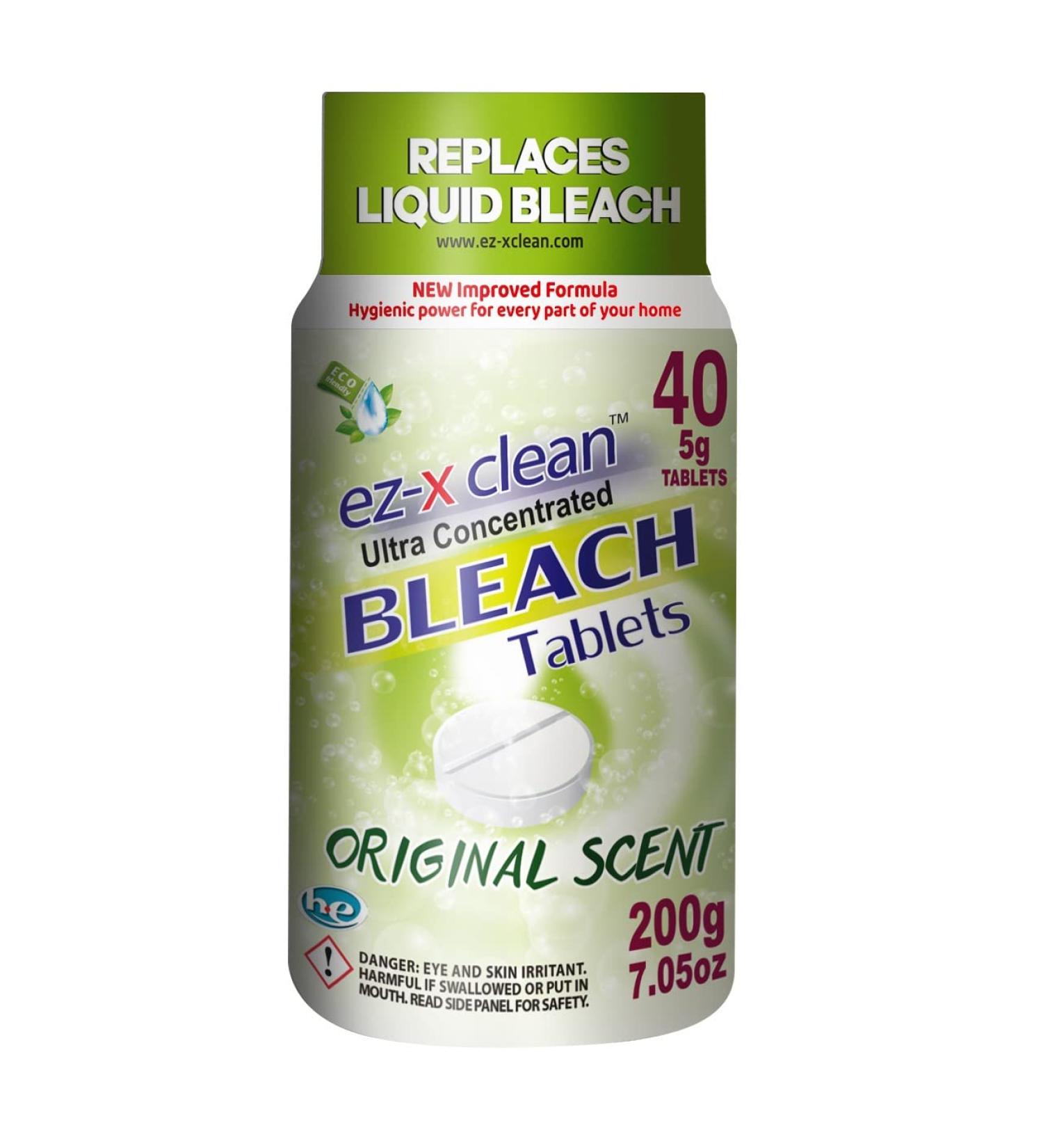Ultra Concentrated Water Activated Bleach Tablets - Eco-Friendly Laundry & Cleaning (40 Tablets Phosphate Free Original Scent - Buy Online on GoSupps.com
