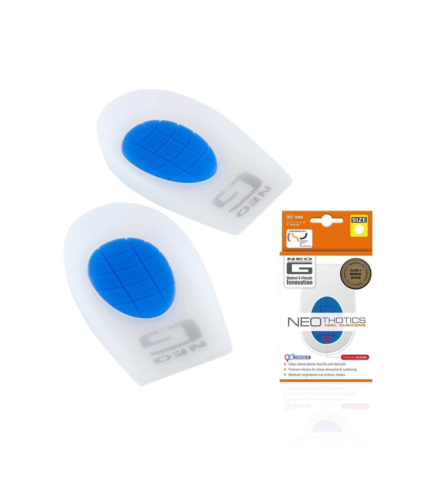 Neo G Silicone Gel Heel Cushion Pads - Large Size for Plantar Fasciitis & Achilles Tendonitis Relief - Buy Online on GoSupps.com
