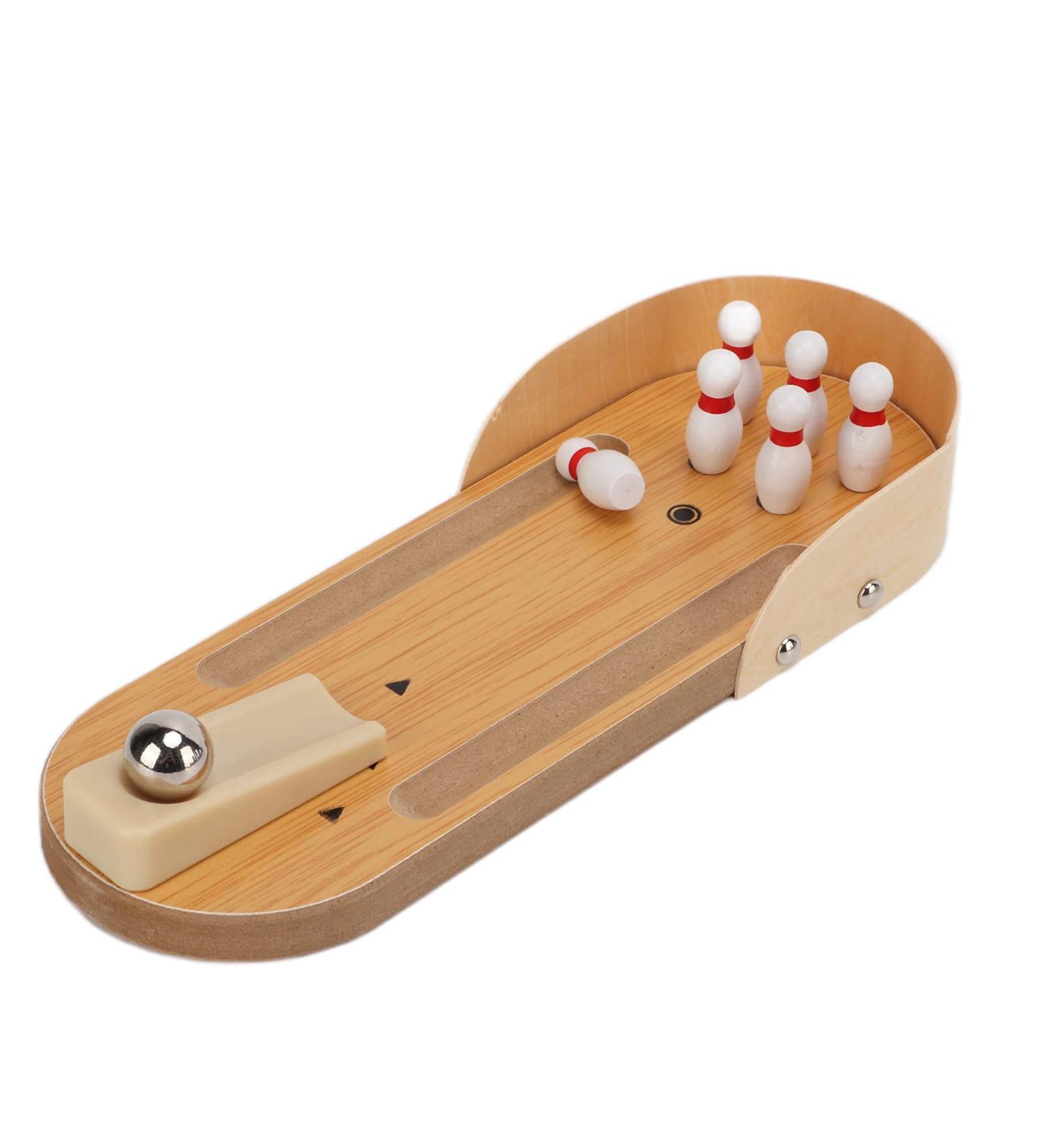 Luqeeg Table Top Mini Bowling Game Set - Fun Wooden Desktop Toy for Kids and Adults - Buy Online on GoSupps.com