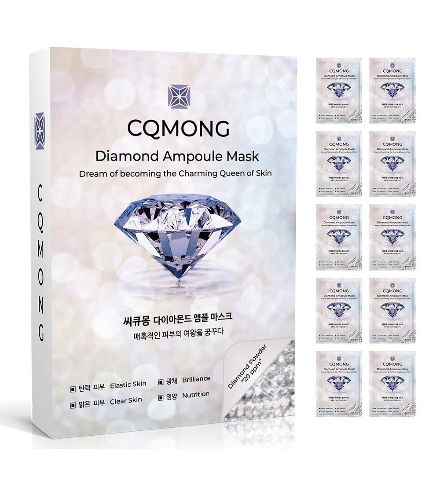 CQMONG Diamond Ampoule Sheet Mask (Pack of 10) - Korean Collagen Face Facial Mask for Elastic Skin Vitality & Moisture - Buy Online on GoSupps.com