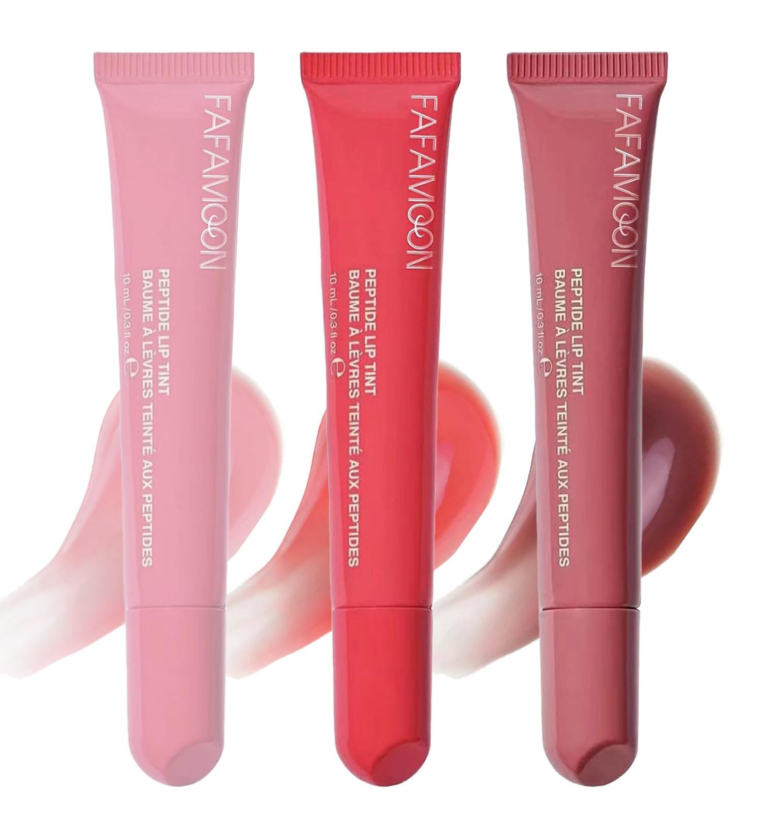 NAILKISS 3 Colors Tinted Peptide Lip Tint Hydrating Lip Tint Stain Lip Gloss Shiny Jelly Lip Plumping Lip Balms Long Lasting Nourishing Non-sticky Smooth Lip Care Glow Oil Set (01+07+08) - Buy Online on GoSupps.com