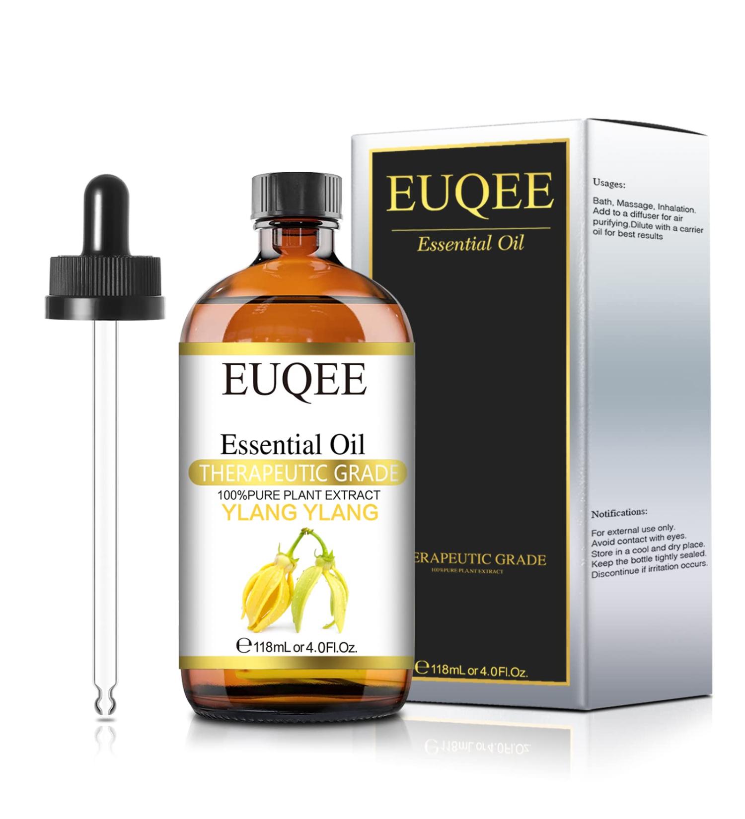 EUQEE Ylang Ylang Essential Oil 118ml - Pure Natural Diffuser Oil for Home Aromatherapy and Relaxation - Buy Online on GoSupps.com