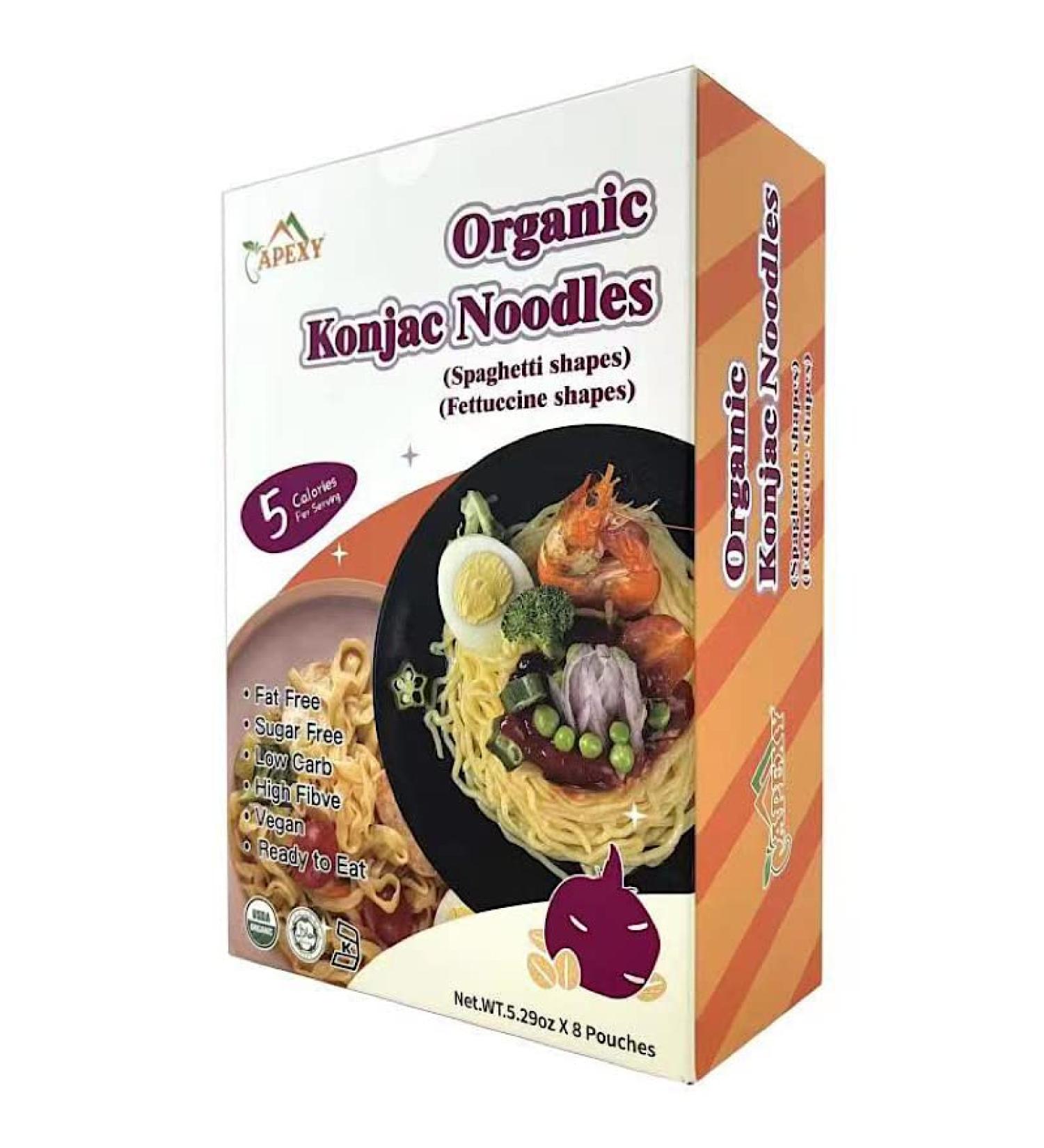 Apexy Organic Shirataki Konjac Noodle Variety Pack - 8 Pouches, 53.6oz - Low Calorie, Low-Carb & Gluten-Free Pasta - Vegan, Keto & Paleo-Friendly - Buy Online on GoSupps.com