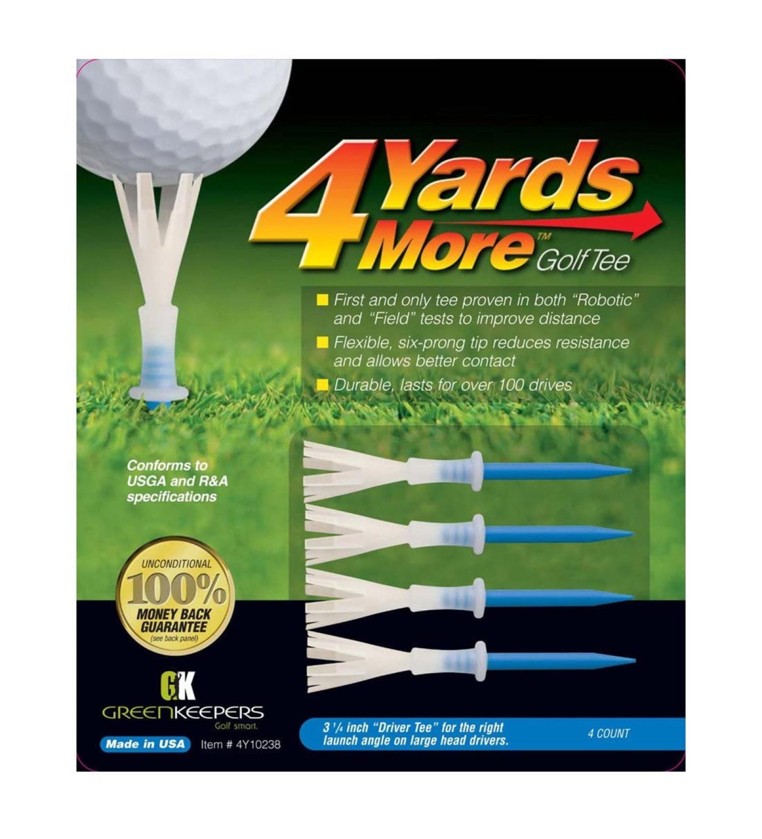 Green Keepers 4 Yards More Golf Tee , 3 1/4 Inch, Blue, 4 Count (Pack of 1)