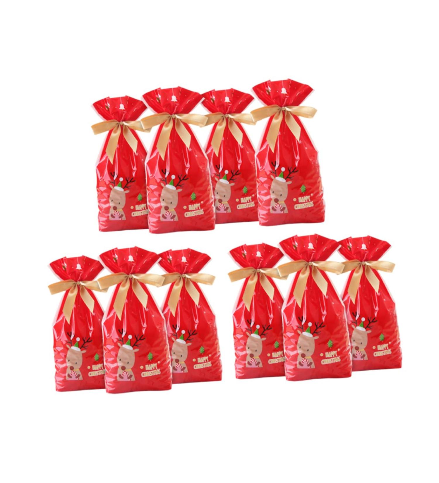SEWOART 10pcs Christmas Drawstring Bags Red Bags for Elk Christmas Bags Candy Bag Snowflake Crisp - Buy Online on GoSupps.com
