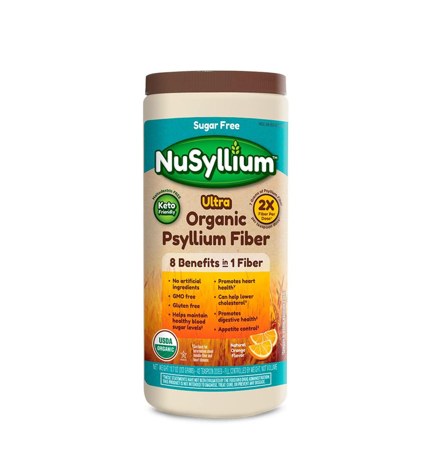 Organic Psyllium Fiber Powder - Sugar Free, Keto-Friendly, Non-GMO | Digestive & Heart Health Support | Natural Orange Flavor - 42 Servings - Buy Online on GoSupps.com