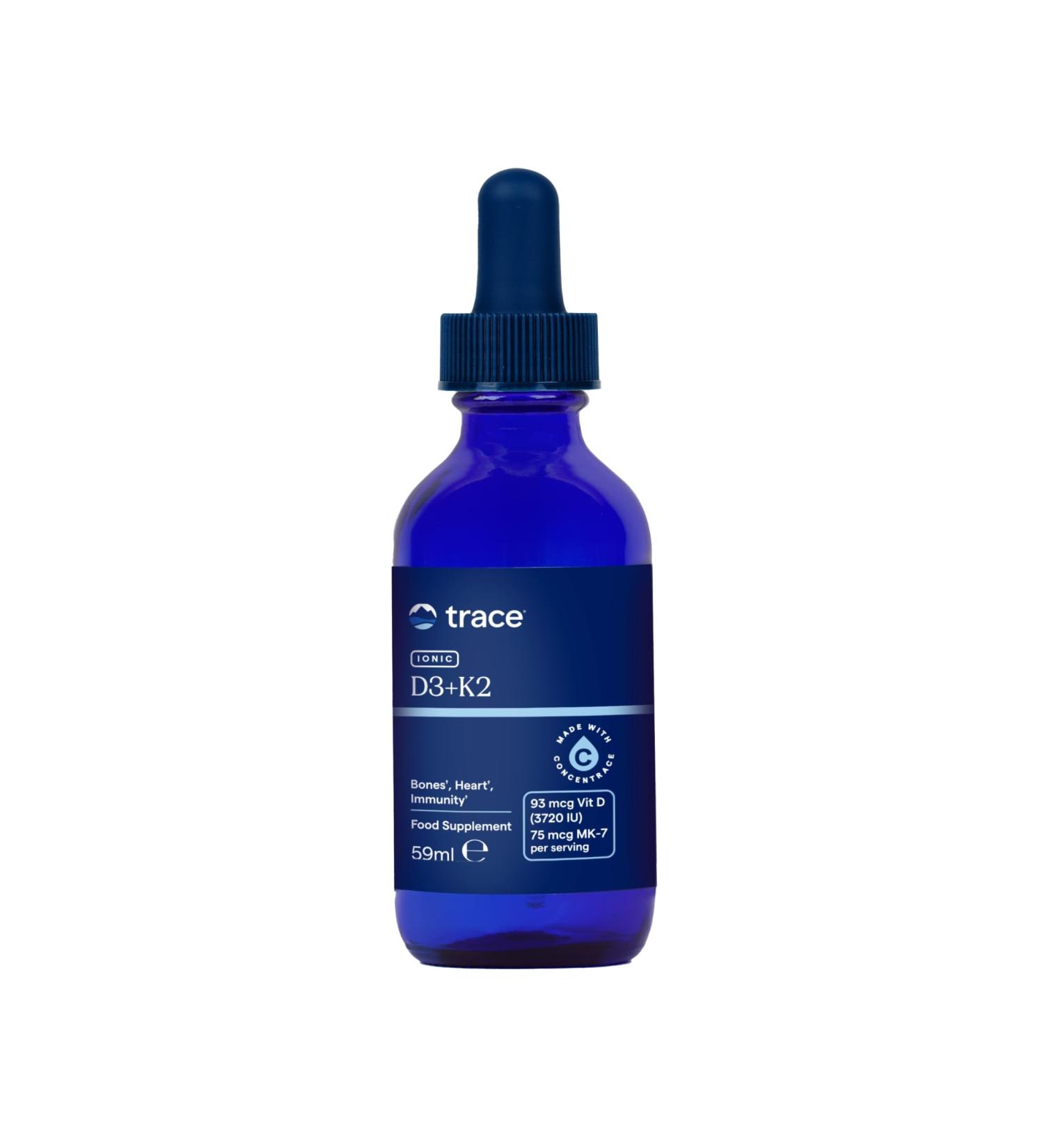 Trace Minerals - Vitamine D3 + K2 Ionique Liquide | 125 mcg (5 000 UI) de D3 100 mcg de K2 | Suppl ment Alimentaire Concentr | 59 ml 296 Portions - Buy Online on GoSupps.com