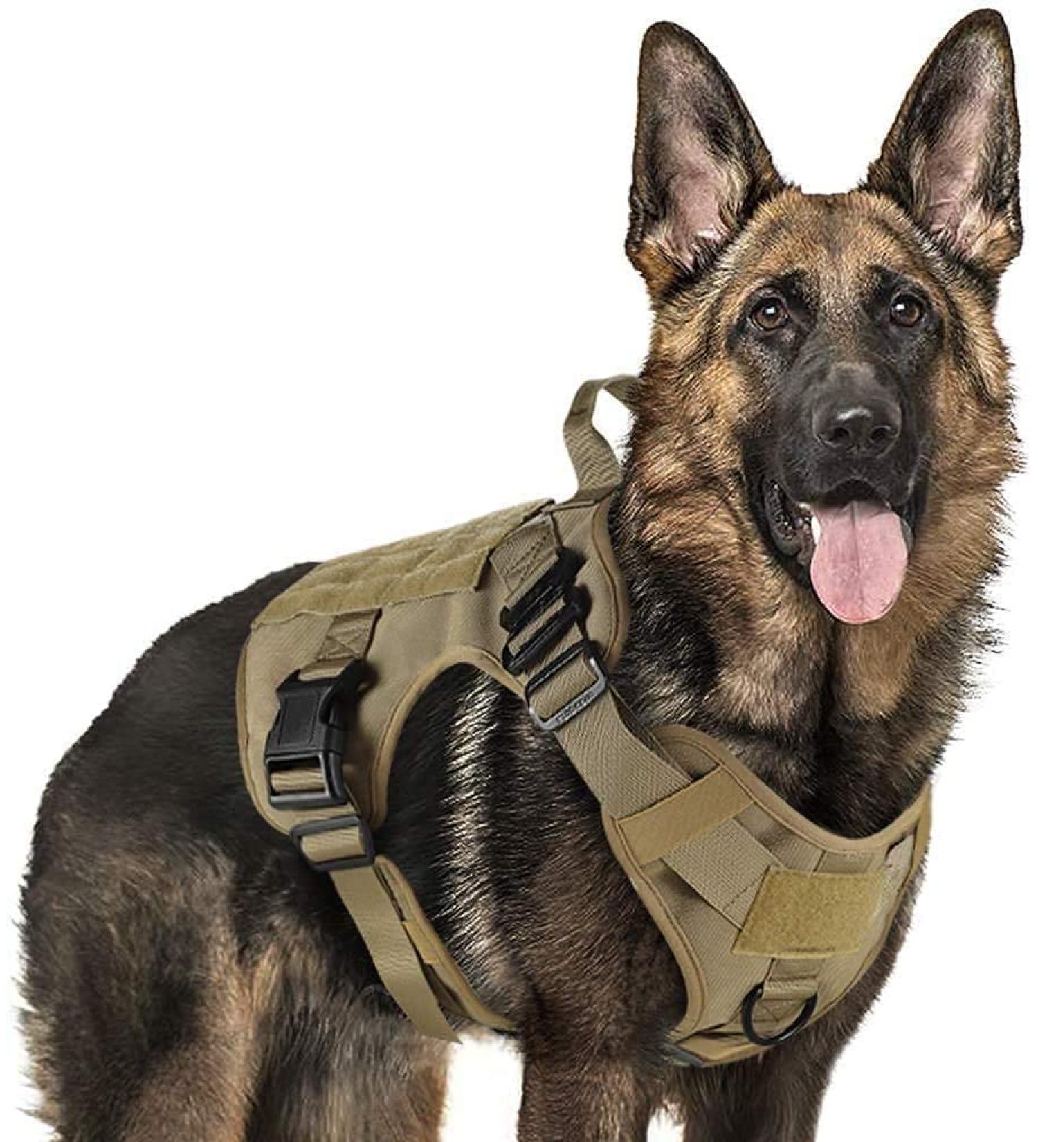 Rabbitgoo No Pull Dog Harness for Medium & Large Dogs - Tactical Vest with Handle & Metal Buckle Adjustable Padded Dog Vest for XL Brown - Premium Military Safety Design - Buy Online on GoSupps.com