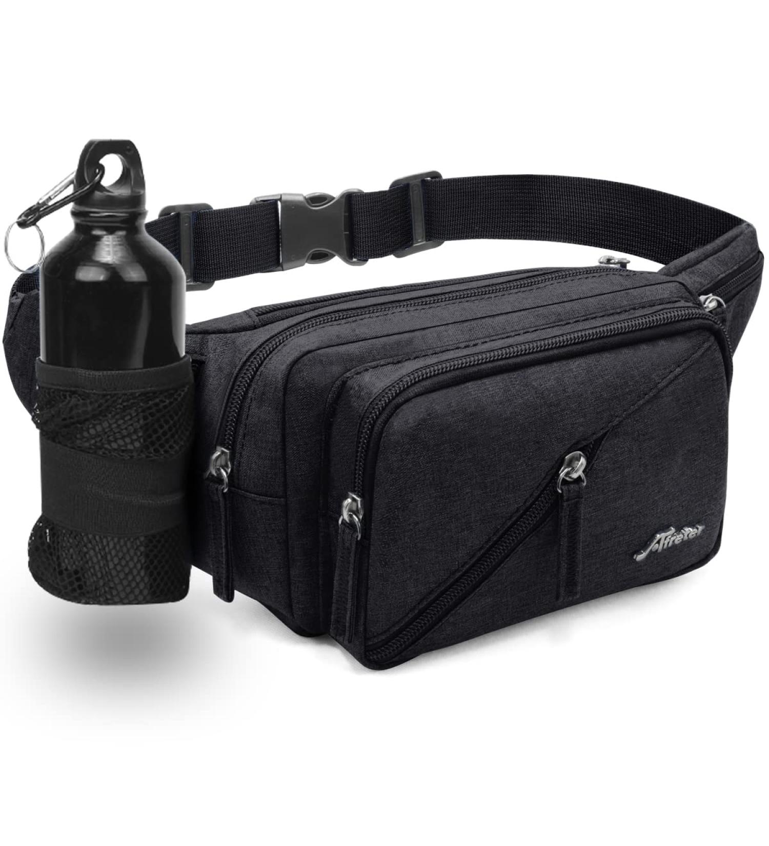 Bawnbag Belt Pocket - Water-Repellent Hip Pocket with Bottle Holder for Hiking & Outdoor Activities | Unisex Black Belt for Men & Women - Buy Online on GoSupps.com