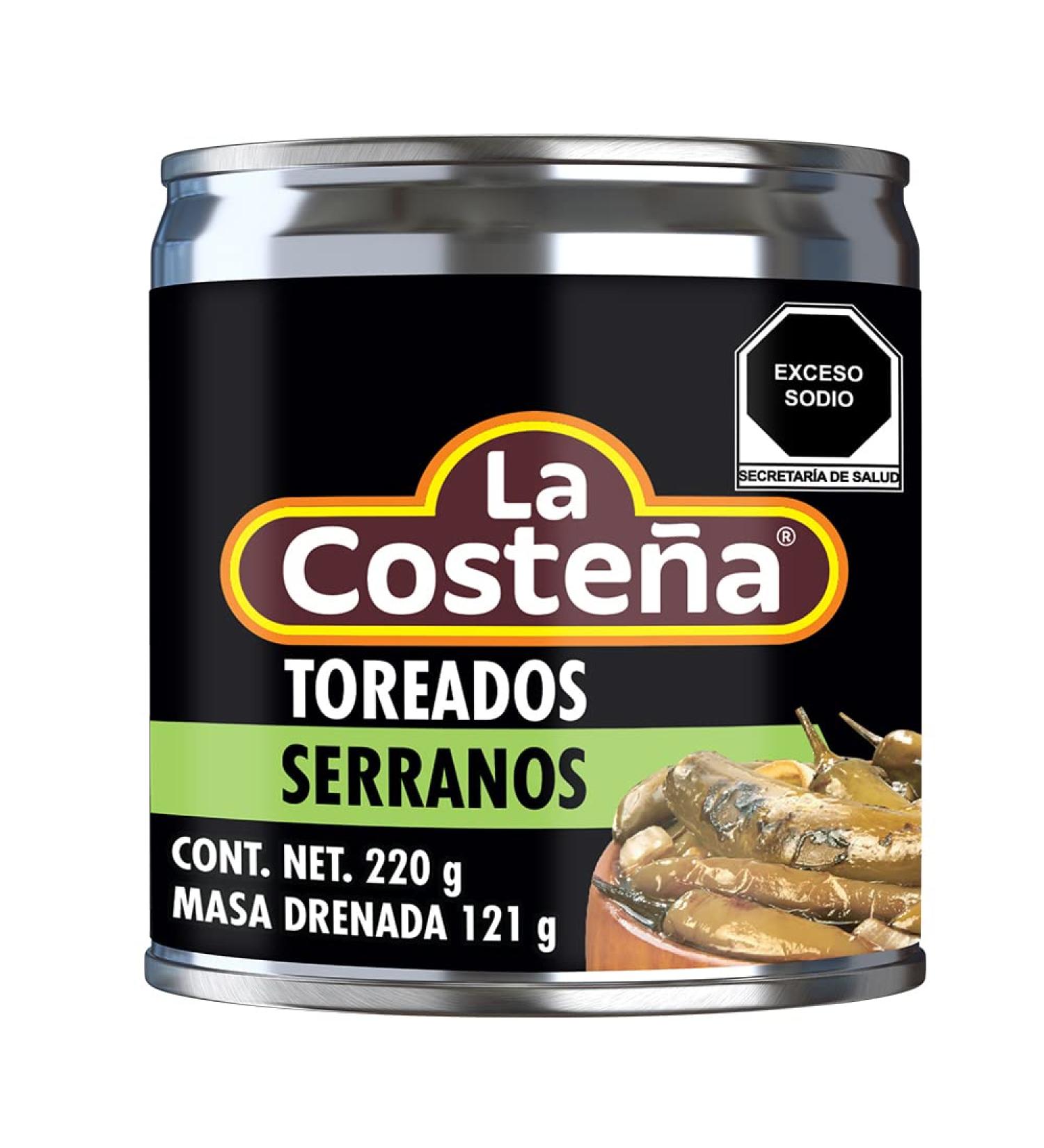 La Costena Serrano Toreados 220g / Mexican Spicy Roasted Serrano Chilli Peppers Canned Chillies Hot Pickled Serrano Peppers - Buy Online on GoSupps.com