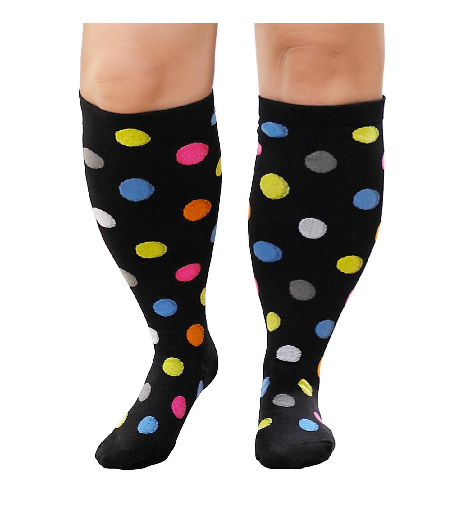 Zfsock Compression Stockings for Thick Calves - Men's & Women's Medical Support Socks 20-30mmHg - Oversize Travel & Flight Socks for Nurses & Sports - 3XL Point Patterns - Buy Online on GoSupps.com