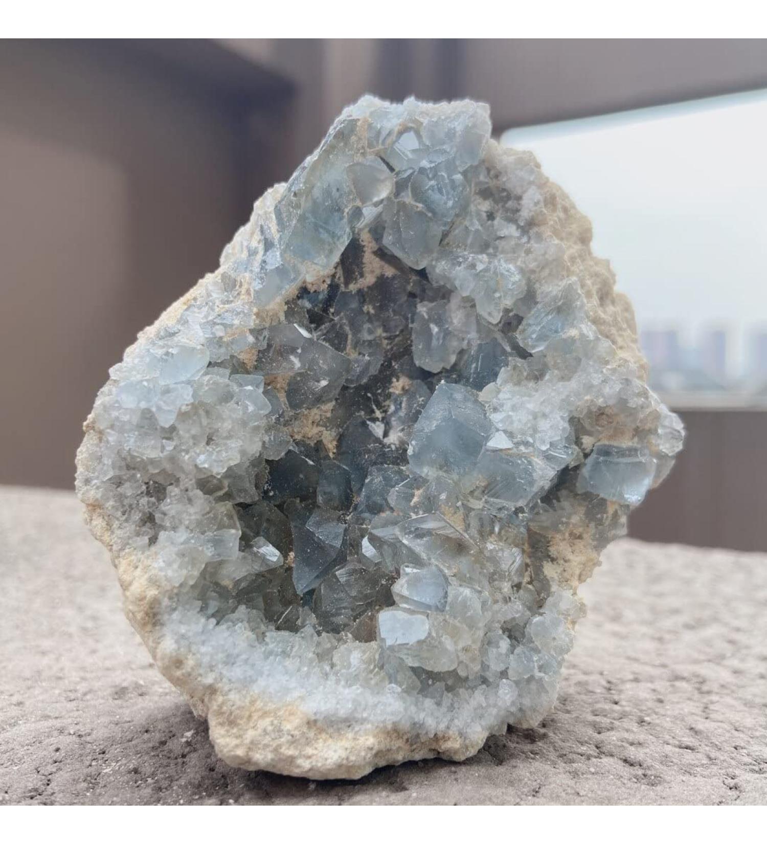 Natural Madagascar Geode Crystal Celestite Raw Stone Blue Geode Specimen Ornaments Crystal Stone Decor JIZTGEDM 100g - Buy Online on GoSupps.com