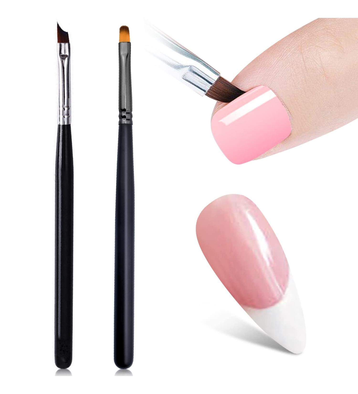 Oblique French Tip Nail Art Brush Set | Manicure Clean-Up & Design Pen | UV Gel & Acrylic Painting | Fine Hair | Black Handle - NB113 - Buy Online on GoSupps.com