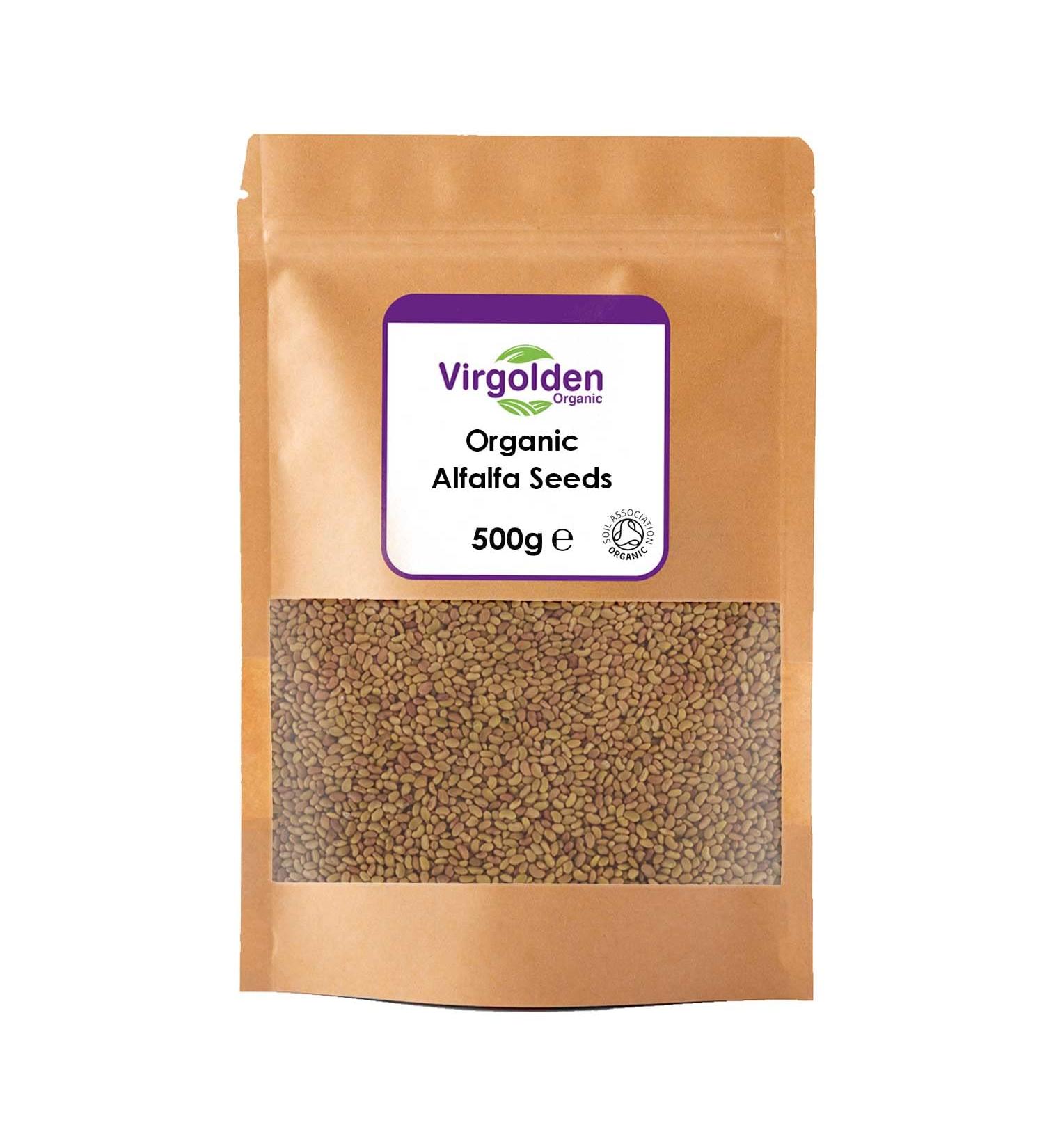 Organic Alfalfa Seeds 500g by Virgolden Organic - Buy Online on GoSupps.com