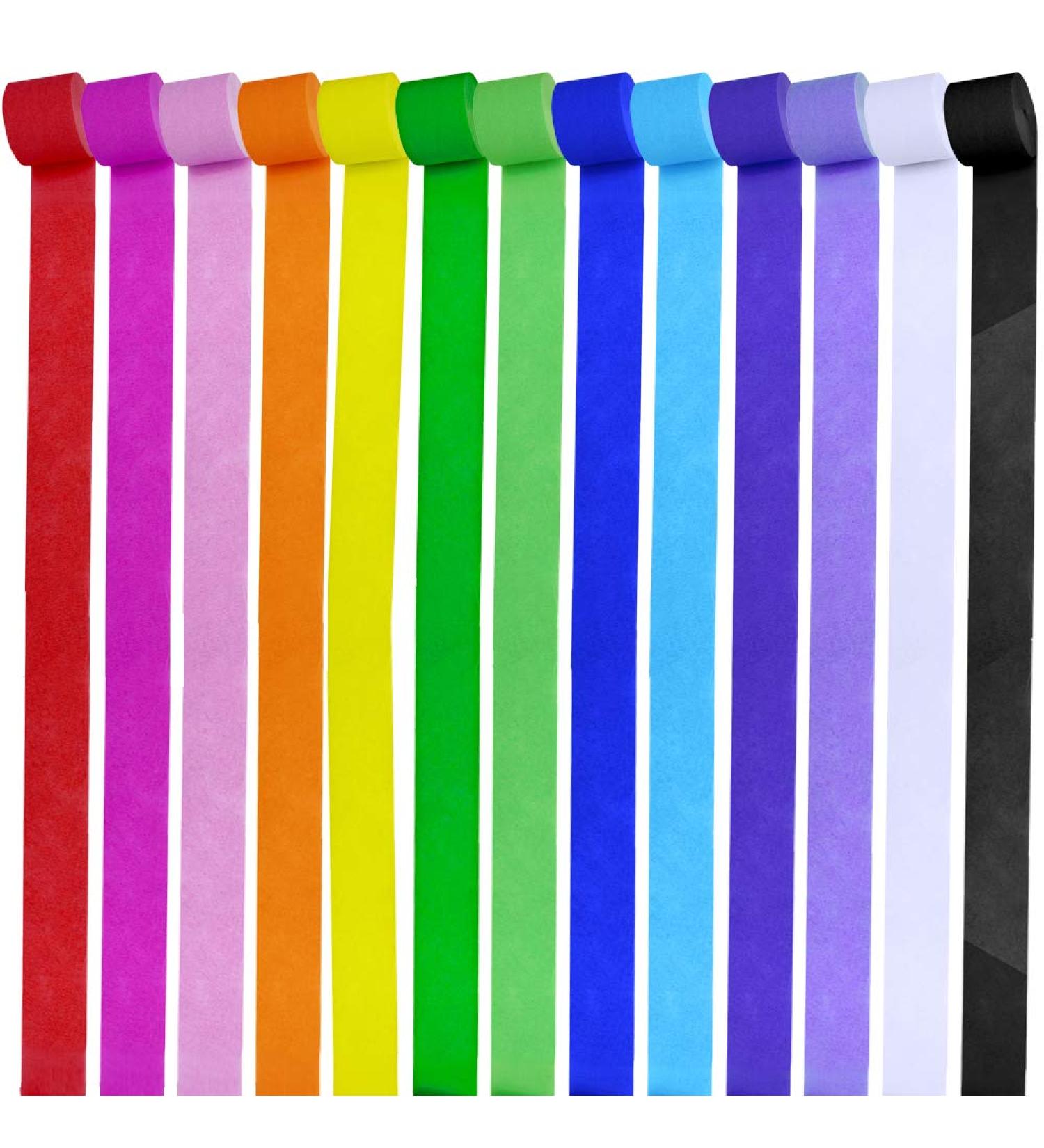 Supla 13 Rolls 355 Yard Party Streamers in Red Green Blue White Black Crepe Paper - Ideal for Birthday & Christmas Decorations - Buy Online on GoSupps.com