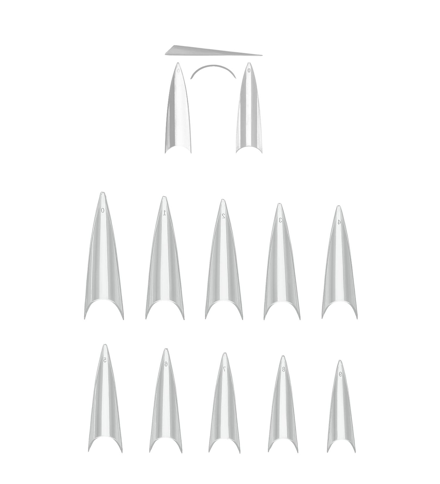 600 Pcs XXL Stiletto Nail Tips - Clear Half Cover Acrylic False Nails for Salon & Home Use - Buy Online on GoSupps.com