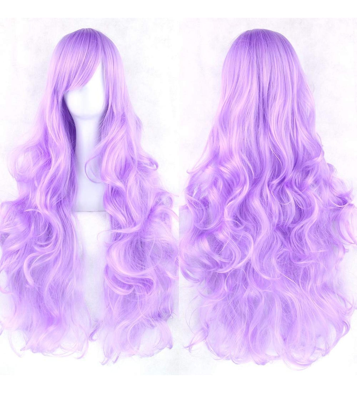 LFMDJF 20 Colors Long Curly Women's Hair Wig Hairpiece Synthetic Hair Yellow Gray Party Hair Wigs 32inches T4/27/30 1B/27HL