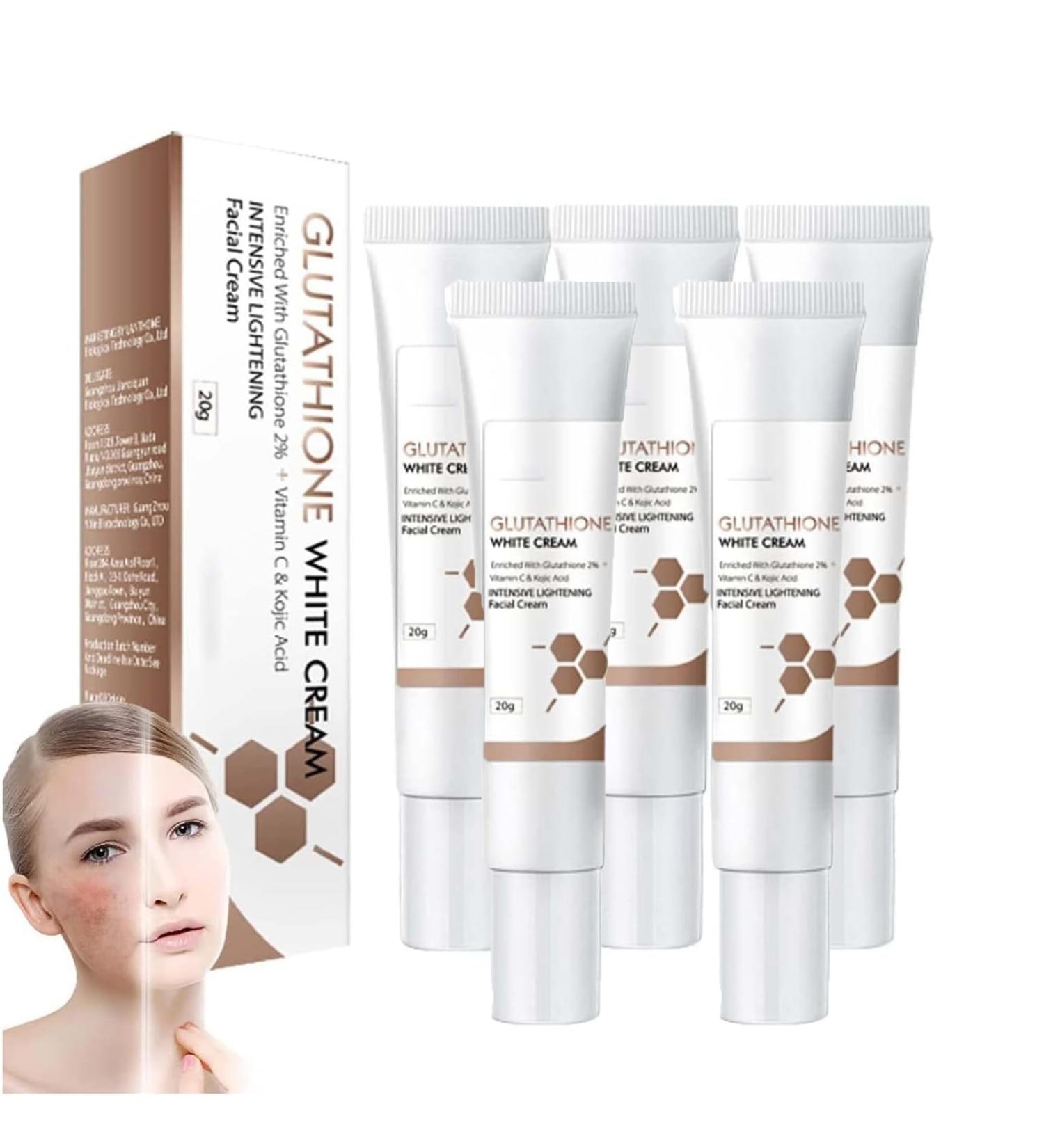 Cr me blanchissante au glutathion pour le visage cr me tonifiante hydratante et claircissante lotion claircissante anti-imperfections douce et non irritante (5pcs) - Buy Online on GoSupps.com