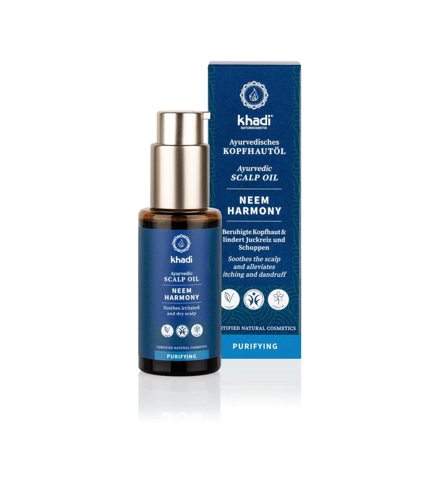 Khadi Neem Harmony Hair Oil - 100% Natural Ayurvedic Solution for Scales & Itching Vegan Silicone & Paraben-Free 50ml - Buy Online on GoSupps.com