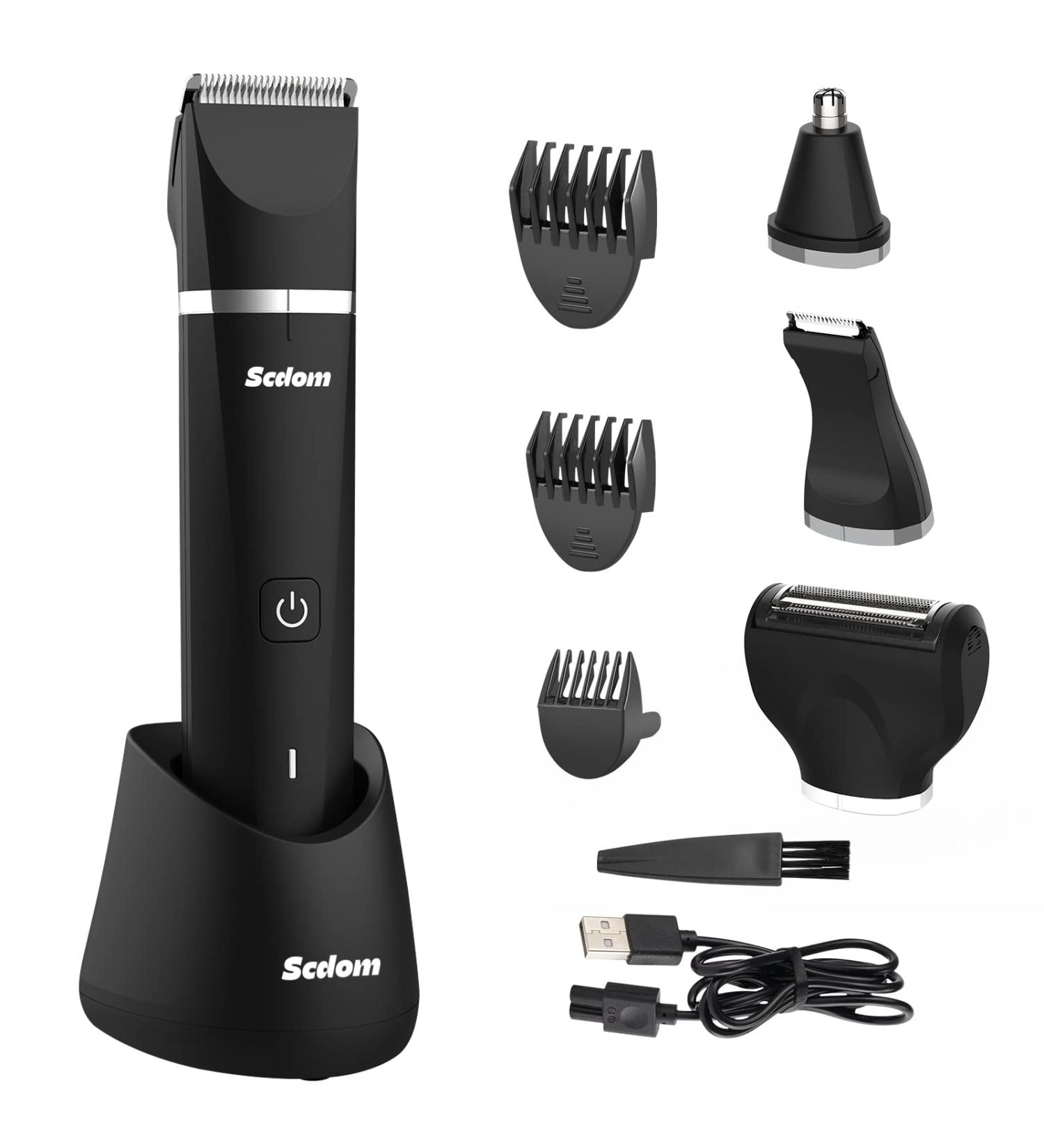 Intimate Razor for Men | Scdom Body Groomer with USB Charging | Wet/Dry Waterproof Cordless Razor for Pubic Beard & Nose Care - Buy Online on GoSupps.com