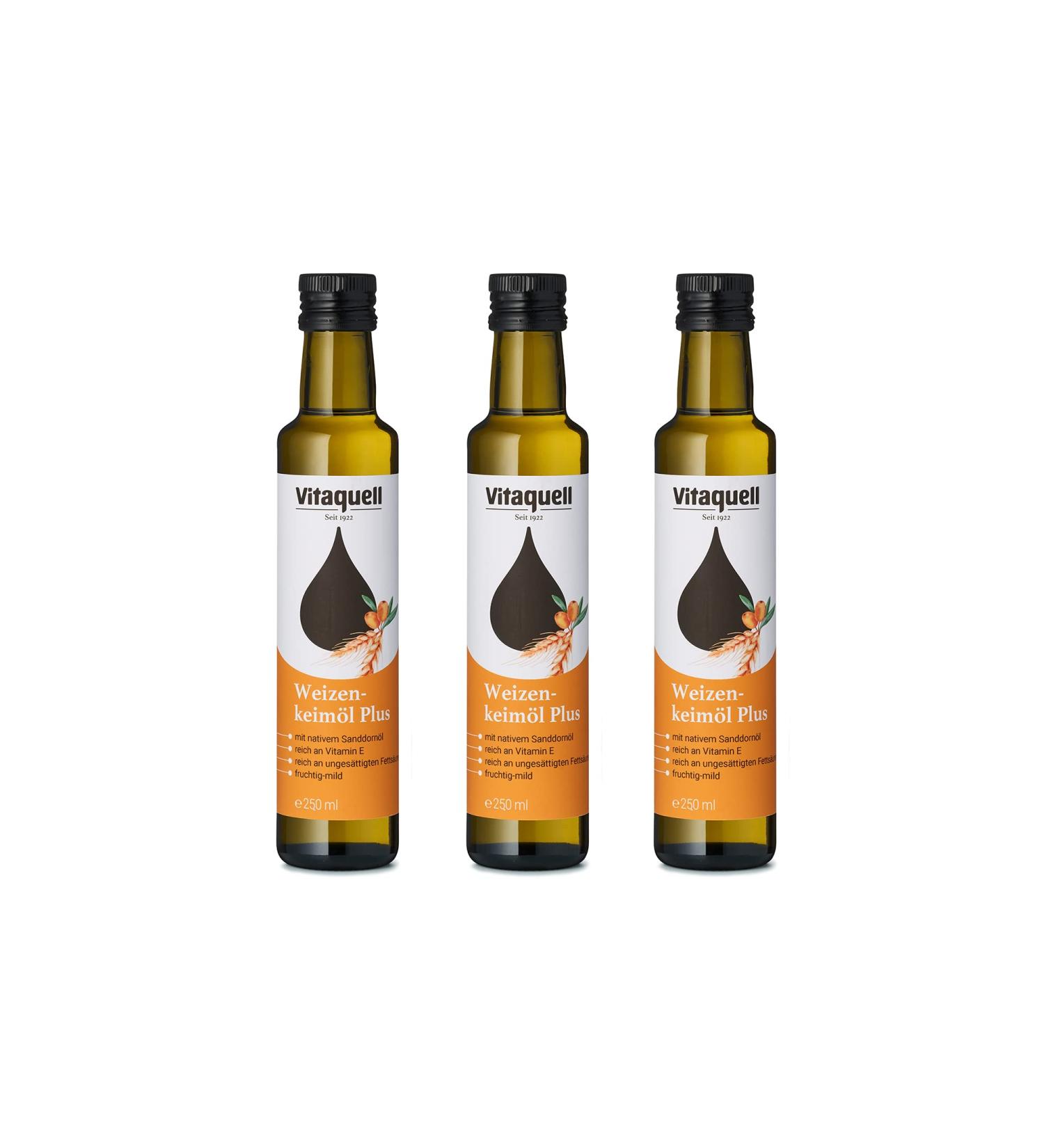 Vitaquell 3 x Wheat Germ Oil with Sea Buckthorn 250 ml