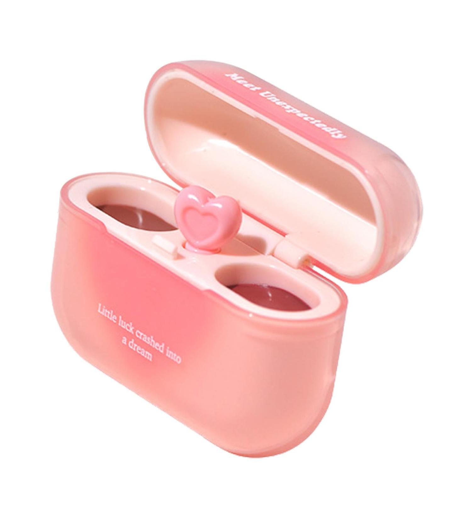 Colorful Lip Gloss Lip Gloss for Girls - Double Lipstick Mud - Glitter Lip Glaze Earphone Case Lip Gloss Tint with Heart Shaped Applicator - Buy Online on GoSupps.com