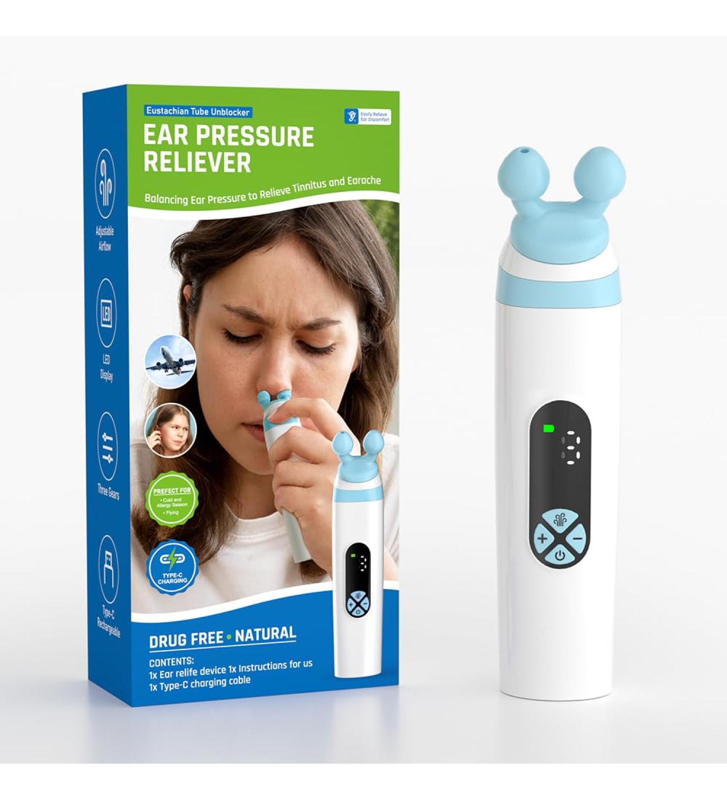 Eustachian Tube Ear Pressure Relief Device | Unclog Ears Balance Pressure & Relieve Tinnitus | Ear Care for Travel Diving & Swimming - Buy Online on GoSupps.com