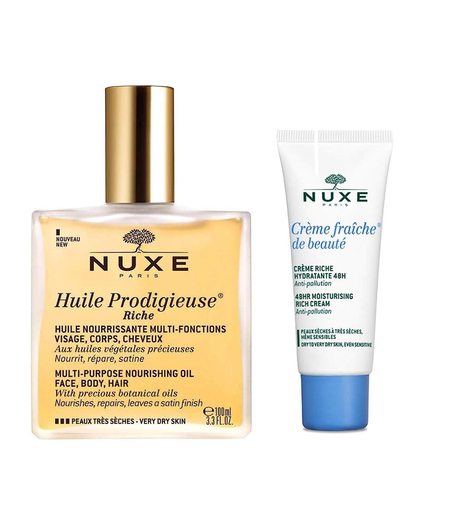 Nuxe Huile Prodigieuse Riche Multi-Purpose Oil 100ml + Cr me Fra che de Beaut Rich Moisturising Cream 48H 15ml Offered - Buy Online on GoSupps.com