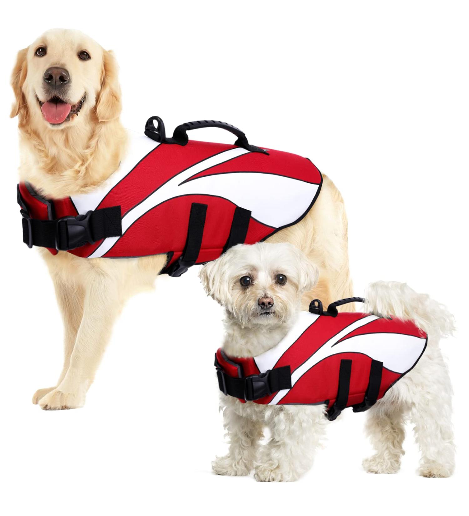 SUNFURA Dog Life Jacket | Rescue Handle | High Flotation | Safety Preserver for Boating | X-Large Red - Buy Online on GoSupps.com