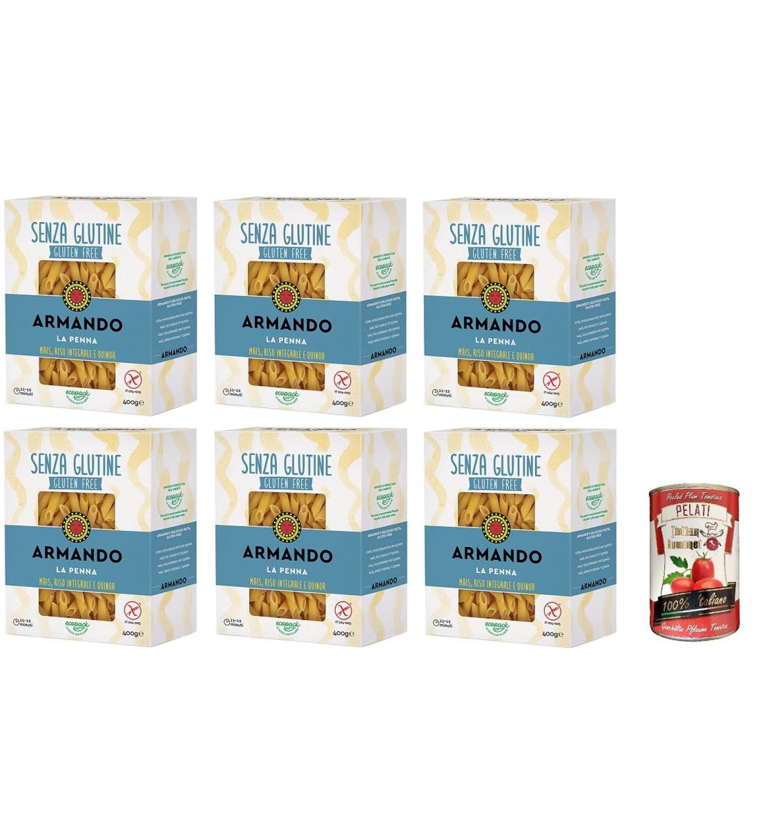 Armando La Penna gluten-free multigrain pasta with corn brown rice and quinoa 400 g + Italian Gourmet Pelati 400 g - Buy Online on GoSupps.com
