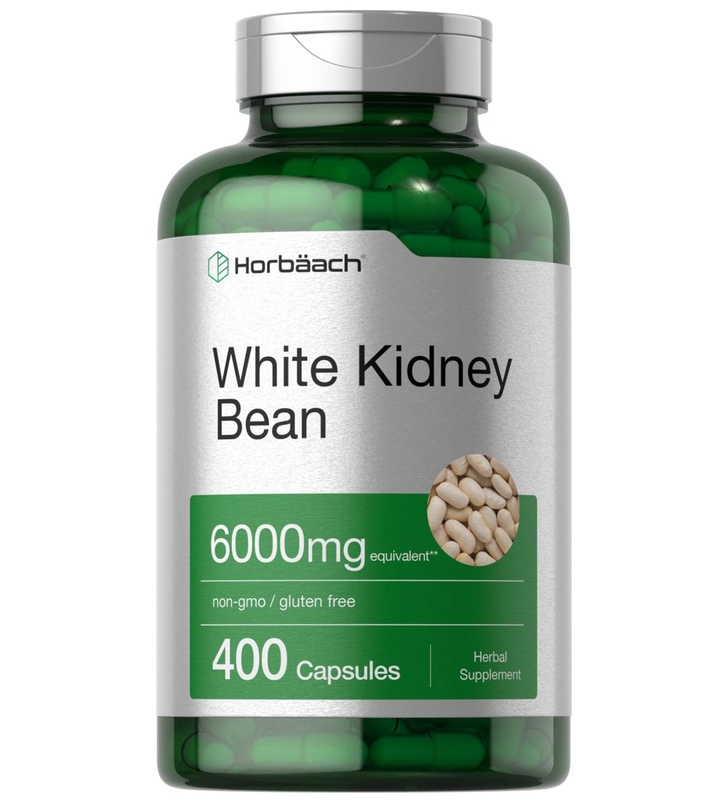 Horb ach White Kidney Bean Extract Capsules | 6000mg | 400 Count | Non-GMO & Gluten Free - Buy Online on GoSupps.com