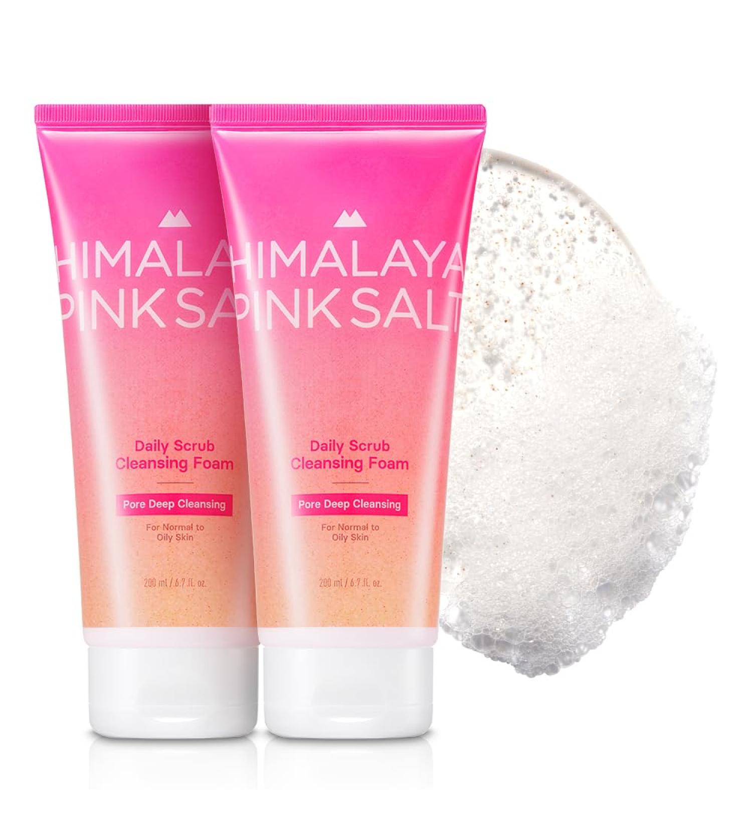 HIMALAYA PINKSALT Daily Scrub Cleansing Foam Pore Deep Cleansing 6.7 fl oz 2 Pack - BHA facial cleanser for oily skin Pore Cleaner Facial Scrub Low Alkaline Facial Cleanser Korean Skin Care - Buy Online on GoSupps.com