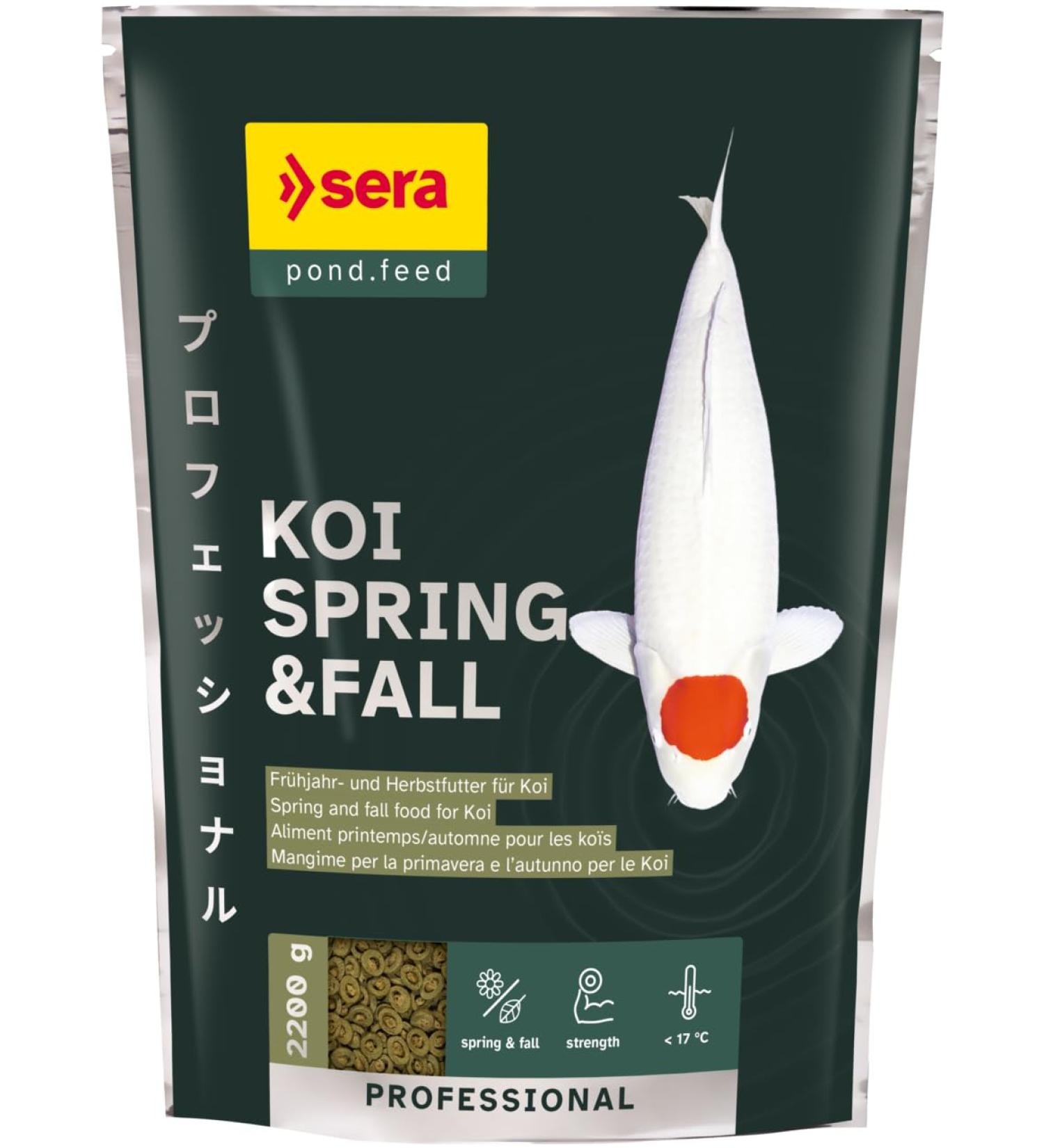 Sera Koi Professional |Spring/autumn feed 2200 g |Easily digestible below 17 C |Strengthens immune system |Co-extrusion procedure |Prevention of illness |Optimal winter preparation for pond fish 2.2 g (1 Pack)