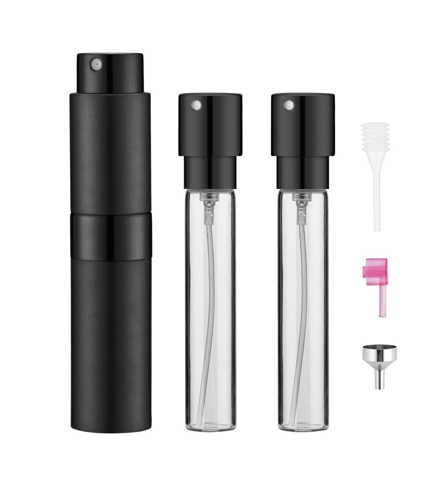 Owlyee 8ML Perfume Atomizer Travel Spray Bottle with 3 Glass Refills - Black | Mini Cologne Dispenser for Women and Men - Buy Online on GoSupps.com