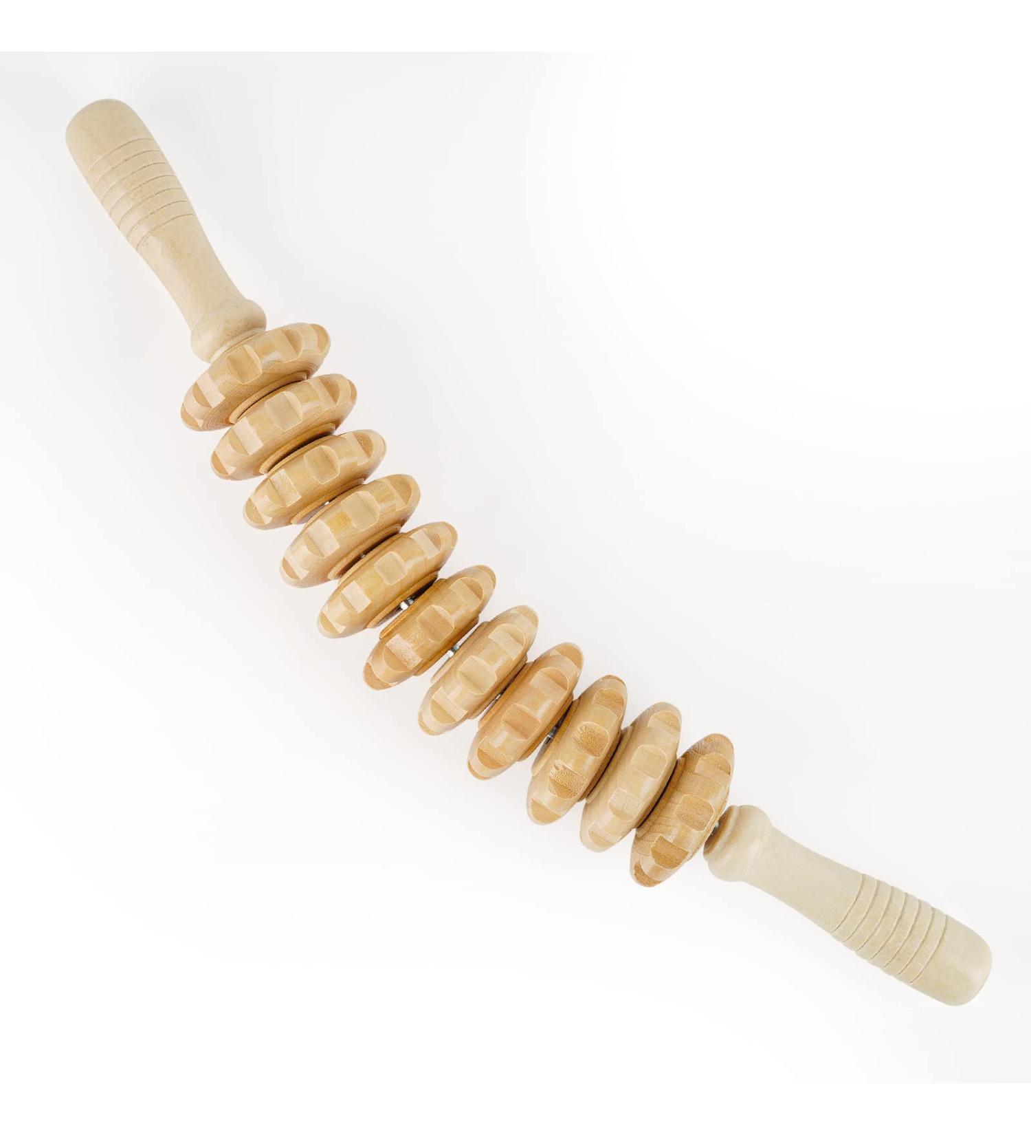 Whchiy Wooden Massage Roller | Anti-Cellulite Deep Tissue Massager with Handle - Buy Online on GoSupps.com