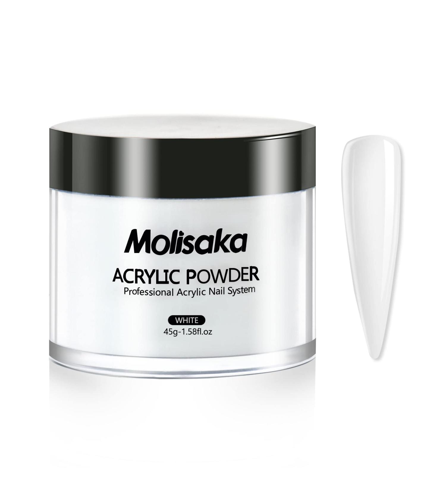 Molisaka White Acrylic Nail Powder - Professional Lasting Extension French Nail Art - 1.58oz, Ideal for Beginners or Salon Use - Buy Online on GoSupps.com