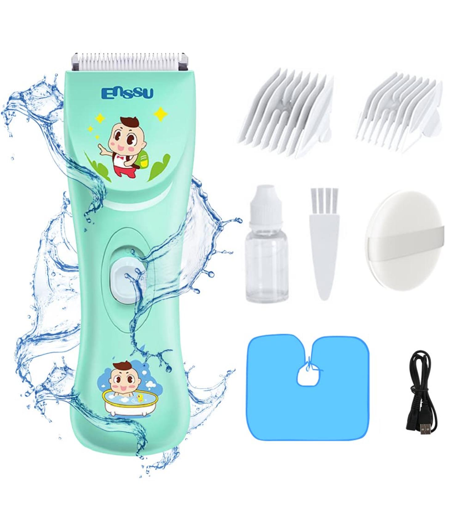 Quiet Electric Baby Hair Clipper Set | Waterproof & USB Rechargeable | Cordless Kids Hair Trimmer Kit for Boys | Toddler Haircut Kit - Buy Online on GoSupps.com