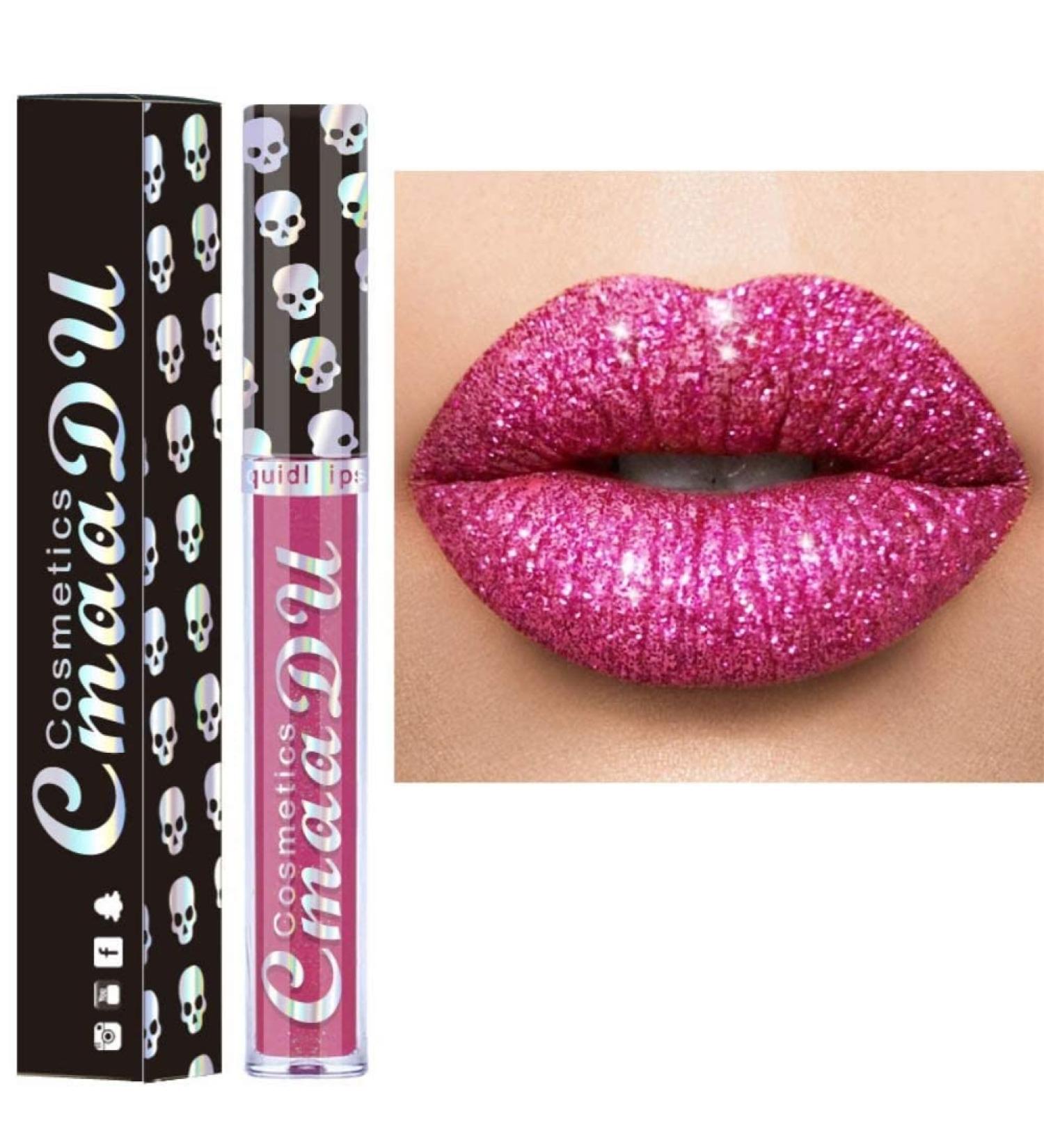 Allbesta 8 Colors Diamond Lipgloss Shiny Glitter Lip Gloss Skull Liquid Lipstick Metallic Matte Shimmer Glitter - Buy Online on GoSupps.com