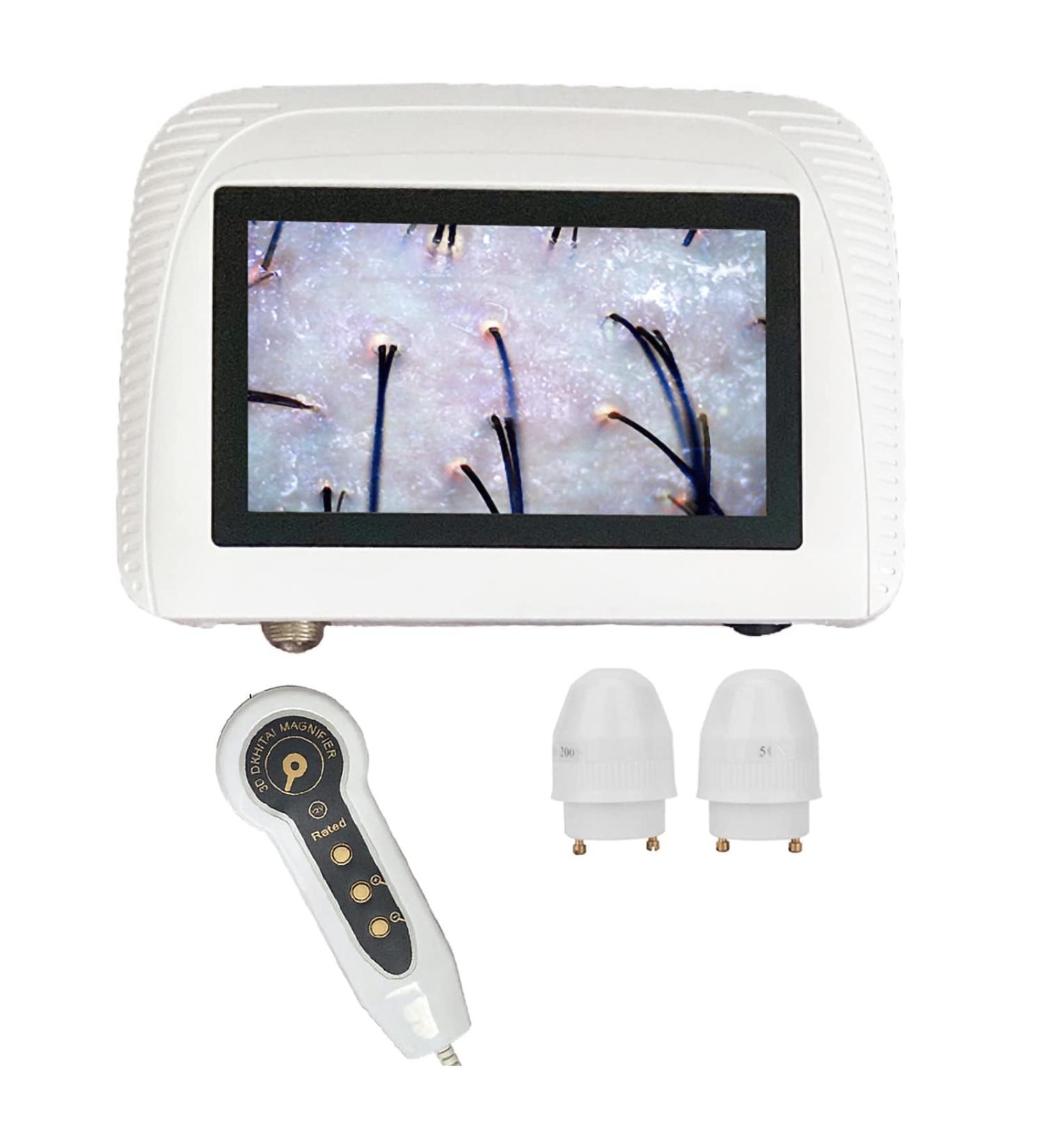 5 Inch Skin Analyzer Machine 50/200X Charging Scalp Detector Oil Moisture Tester Digital Hair Skin Analyzer Microscope White - Buy Online on GoSupps.com
