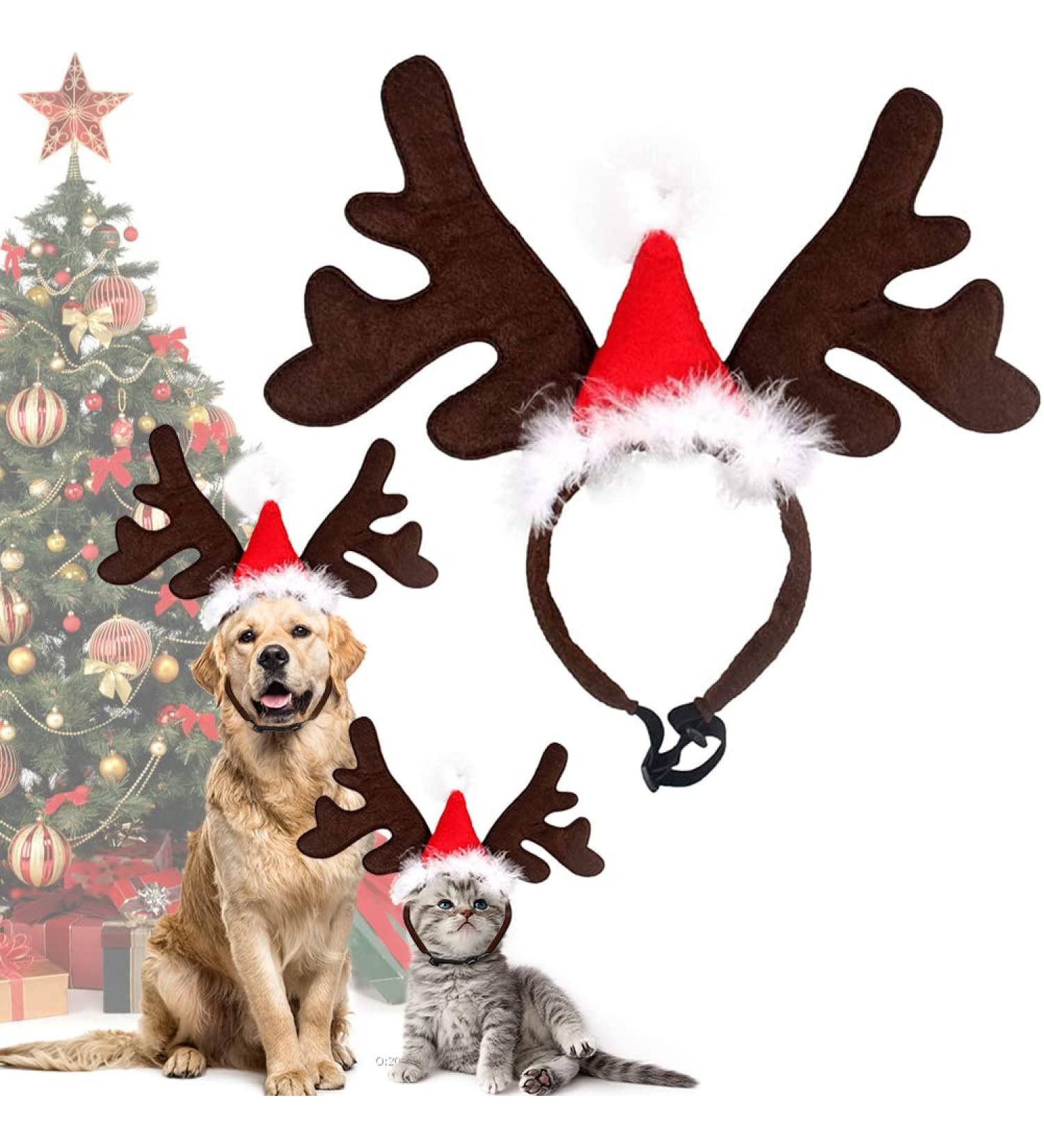 Christmas Pet Headband - Adjustable Reindeer Antlers & Moose Costume for Dogs & Cats | Perfect Holiday Gift Outfit - Buy Online on GoSupps.com