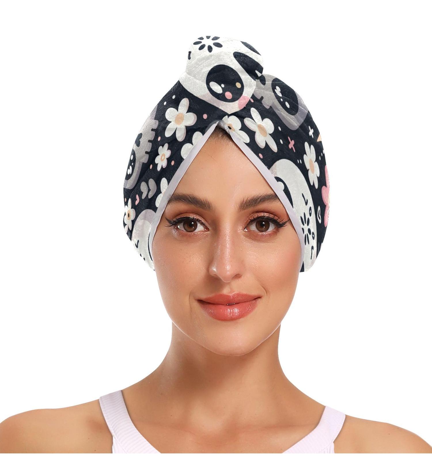 Skull Flowers Hair Towel 2 Pack | Super Absorbent Quick Dry Hair Turbans for Women & Girls - Buy Online on GoSupps.com