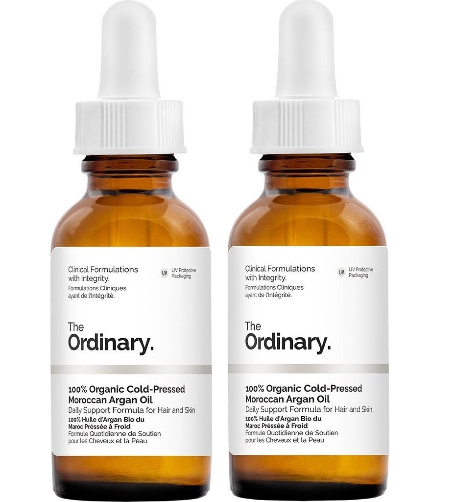 The Ordinary 100% Organic Cold-Pressed Moroccan Argan Oil 30ml (Pack of 2)