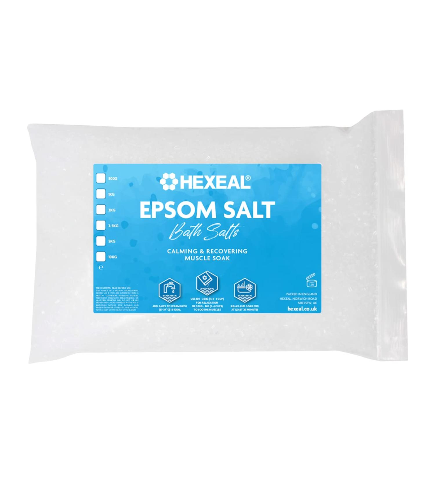 Hexeal Epsom Salt | 1kg Bag | Food Grade | Magnesium Sulphate salt 1 kg (Pack of 1) - Buy Online on GoSupps.com