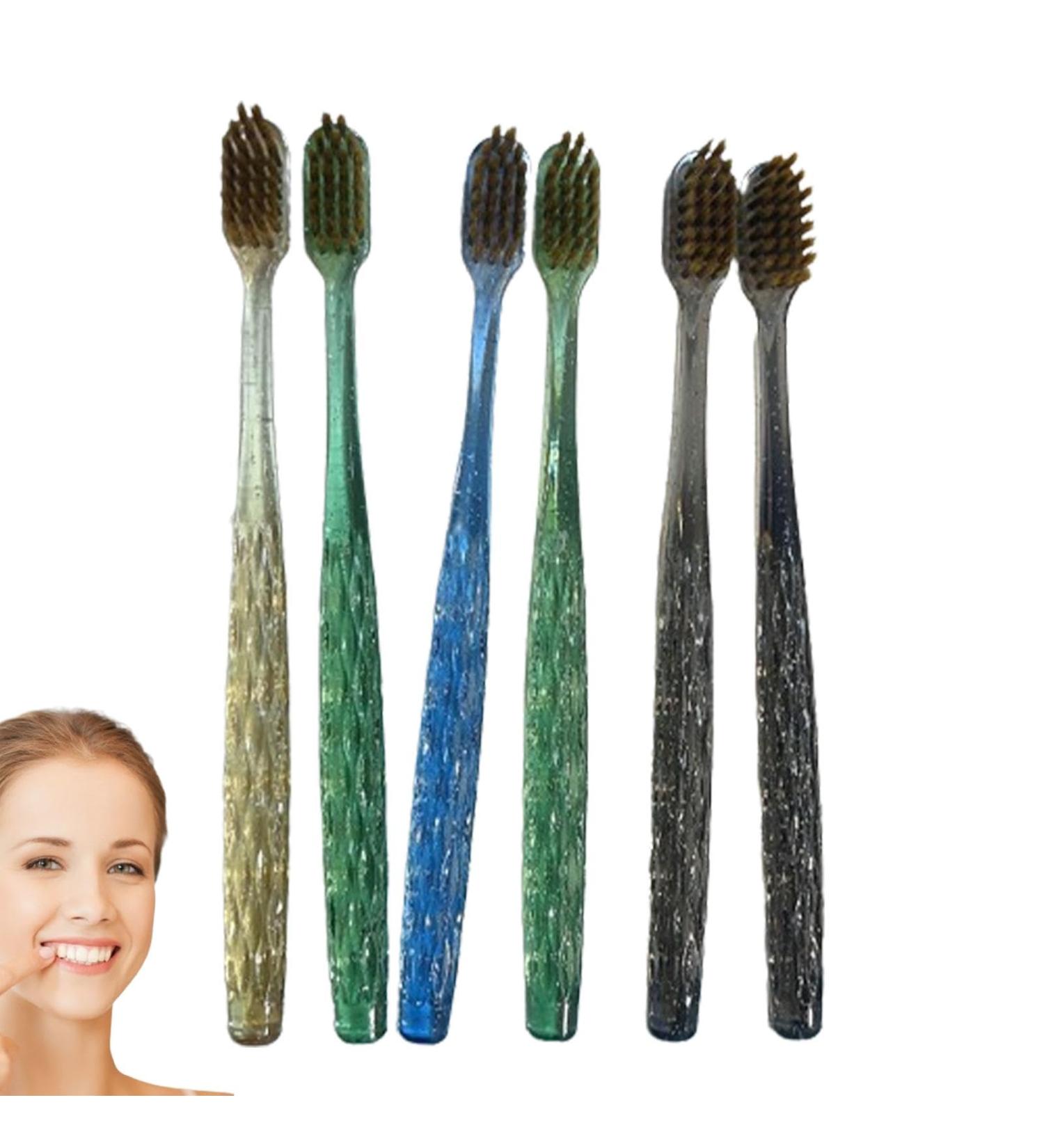 Travel Toothbrush Set - 6 Soft Bristle Toothbrushes for Family & Women | Portable & Clean Sandbook Travel Kit - Buy Online on GoSupps.com