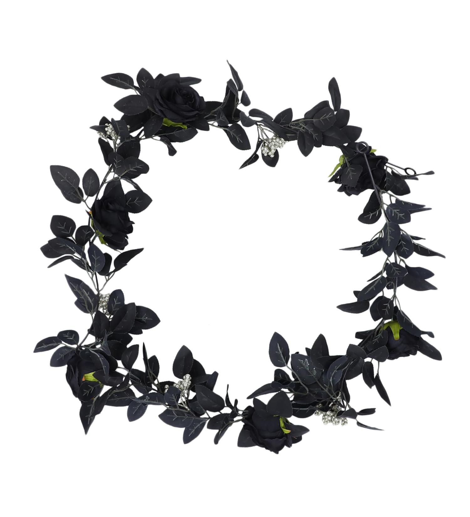 Zerodeko 4 Pcs Black Rose Vine Black Floral Garland Green Home Decor Silk Rose Garland Goblincore Room Decor Artificial Flower Garland Artificial Rattan Silk Flower Household - Buy Online on GoSupps.com